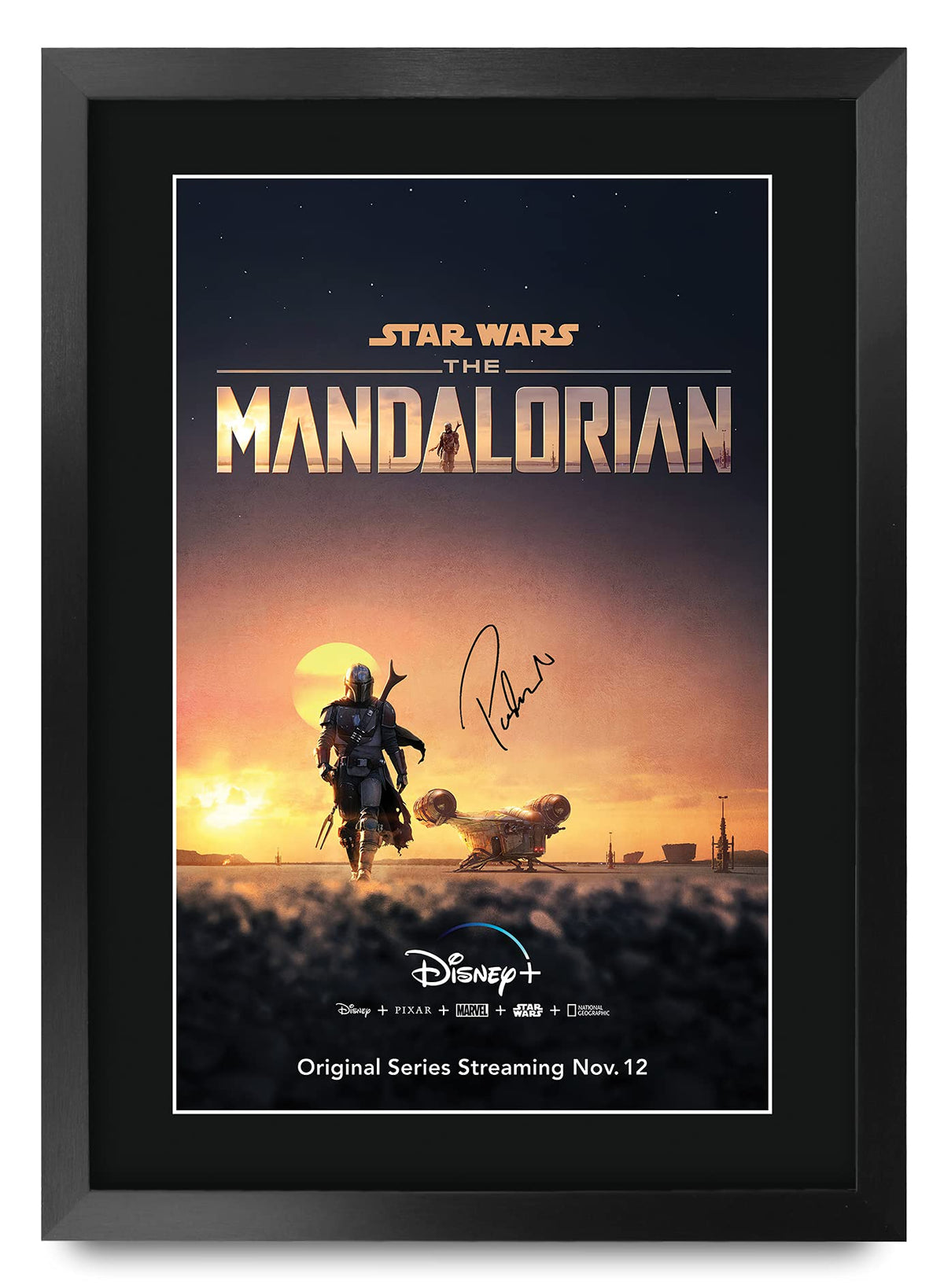 Hwc Trading The Mandalorian Pedro Pascal 16 X 12 Inch Framed Gifts Printed Signed Autograph Picture For Tv Memorabilia Fans - 16