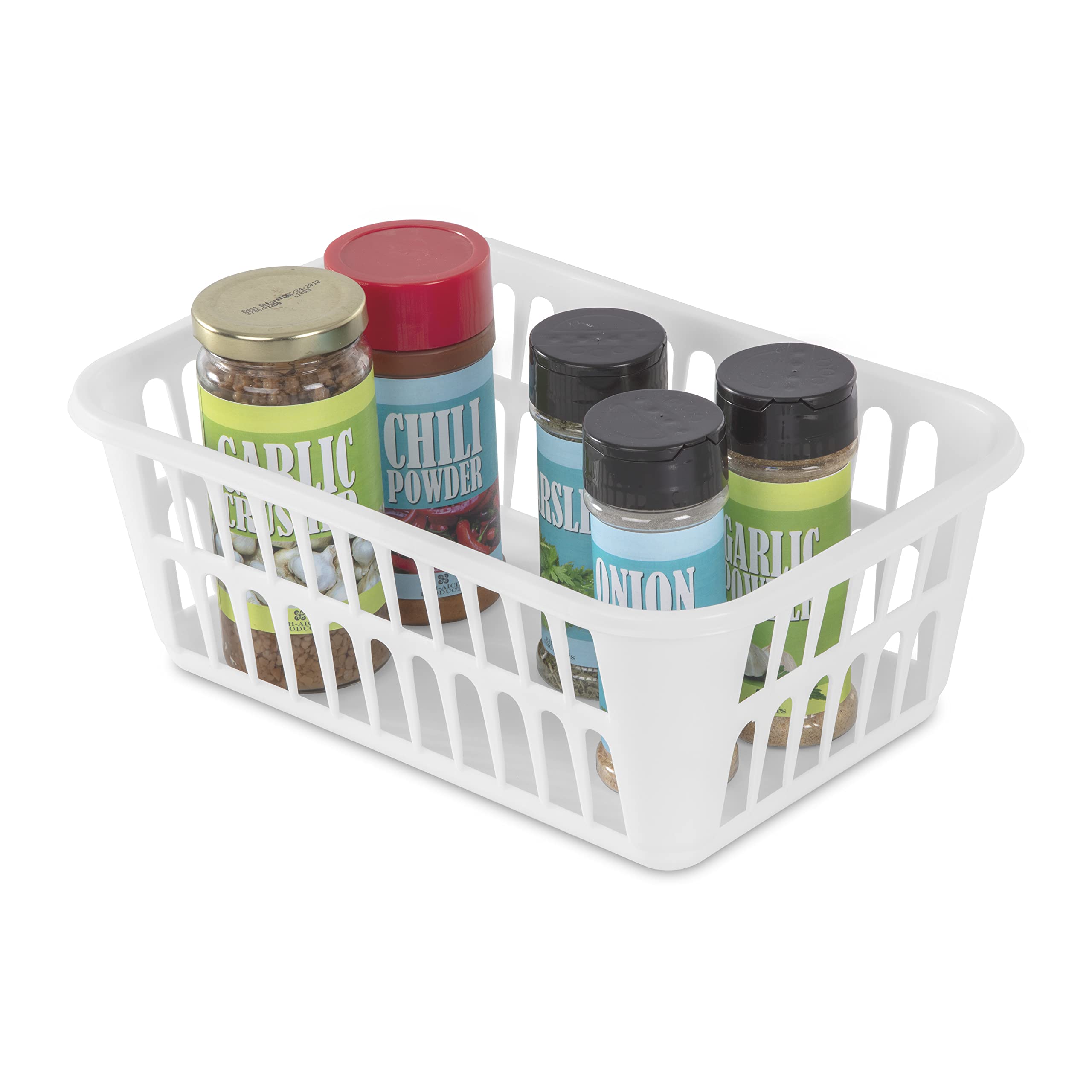 Sterilite Storage Basket, Plastic Basket To Organize Closets, Shelves Or Countertops In The Kitchen Or Bathroom, White, 48-Pack