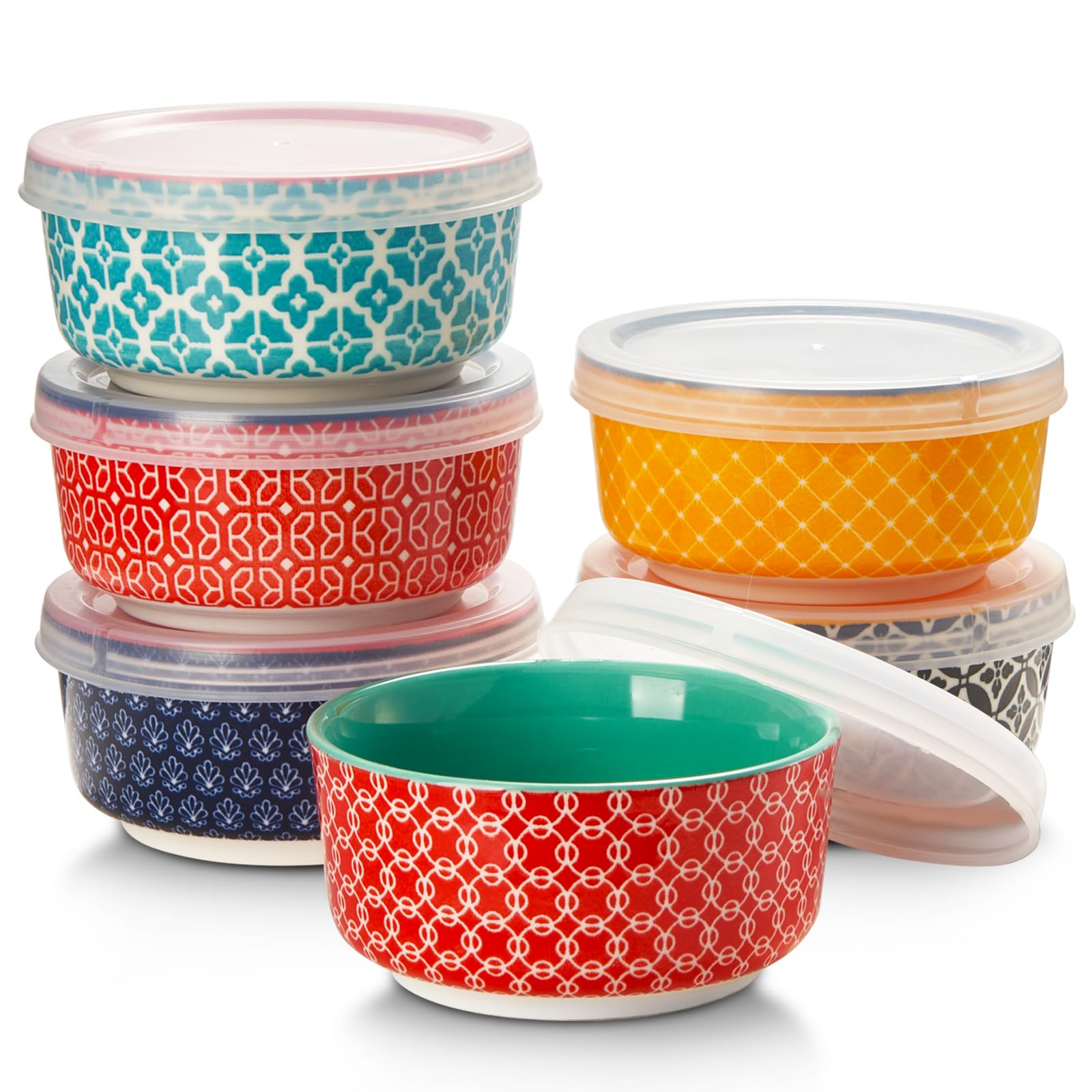 Dowan Dipping Bowls With Lids, Ceramic Condiment Sauce Cups, 4.7 Oz Dipping Sauce Bowls/Dishes For Charcuterie, Condiment, Tomat