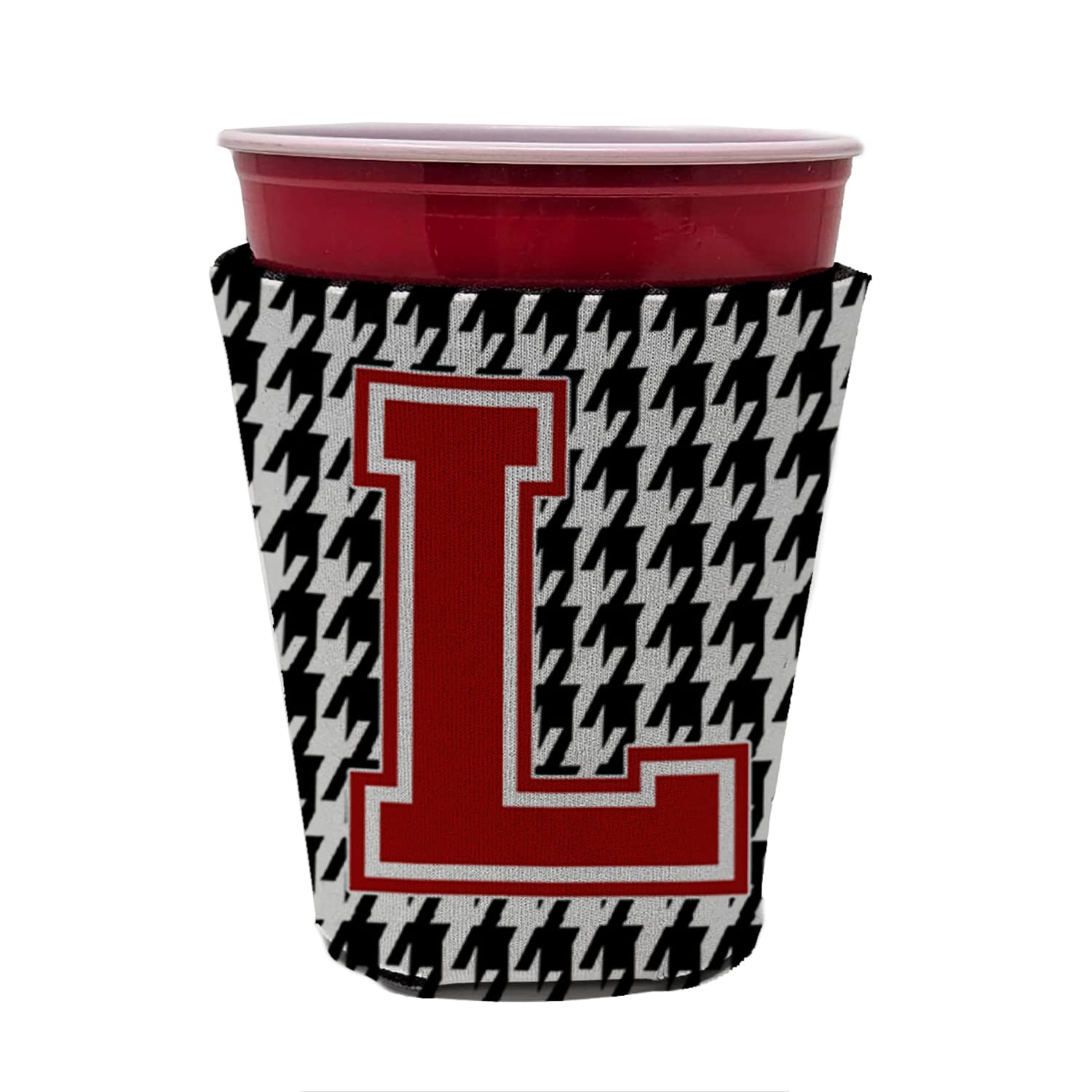 Monogram - Houndstooth  Initial  L Red Solo Cup Beverage Insulator Hugger CJ1021L-RSC