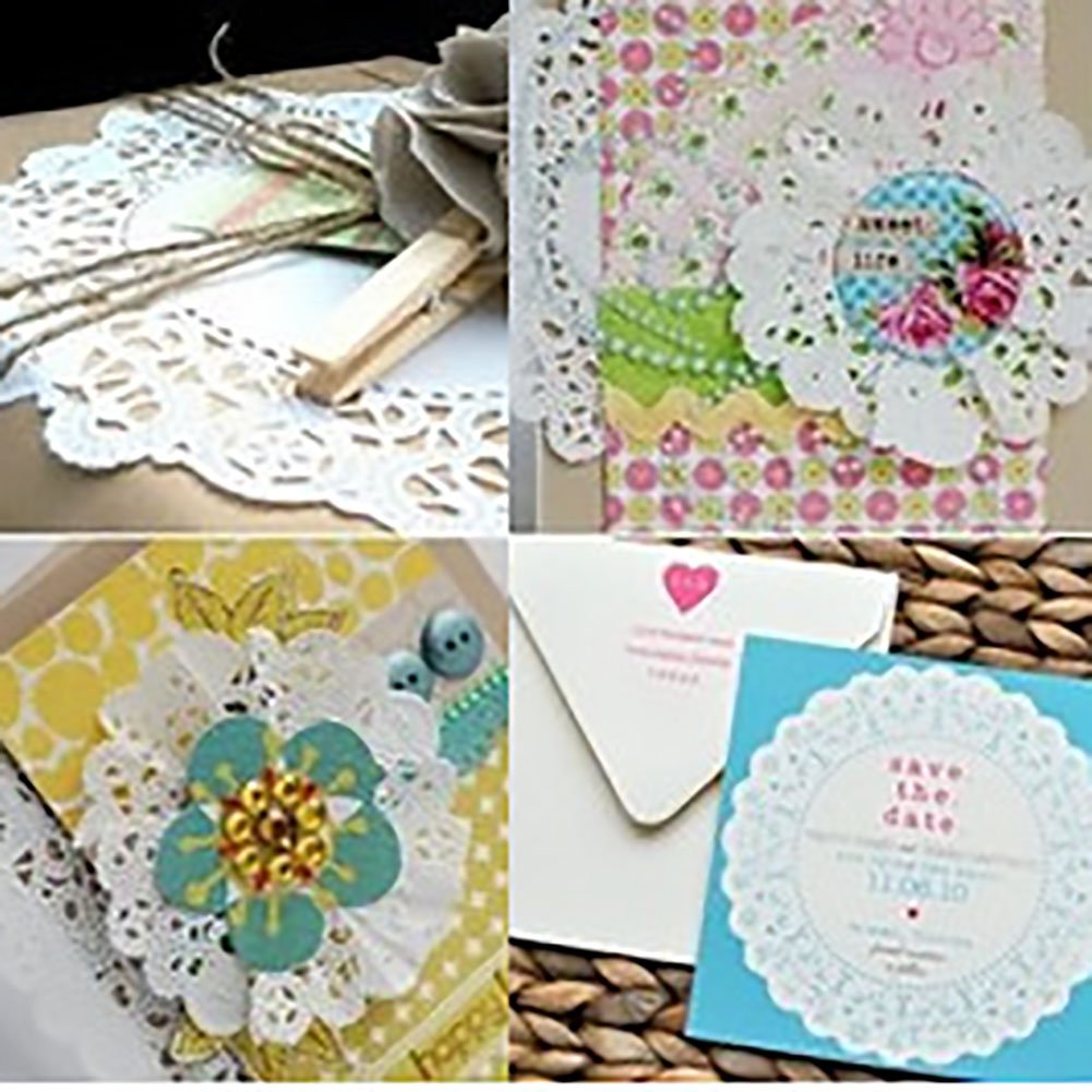 DECORA 180 Pieces White Round Paper Lace Doilies for Birthday Party and Wedding Tablewear Decoration 3.5inch 4.5inch 5.5inch