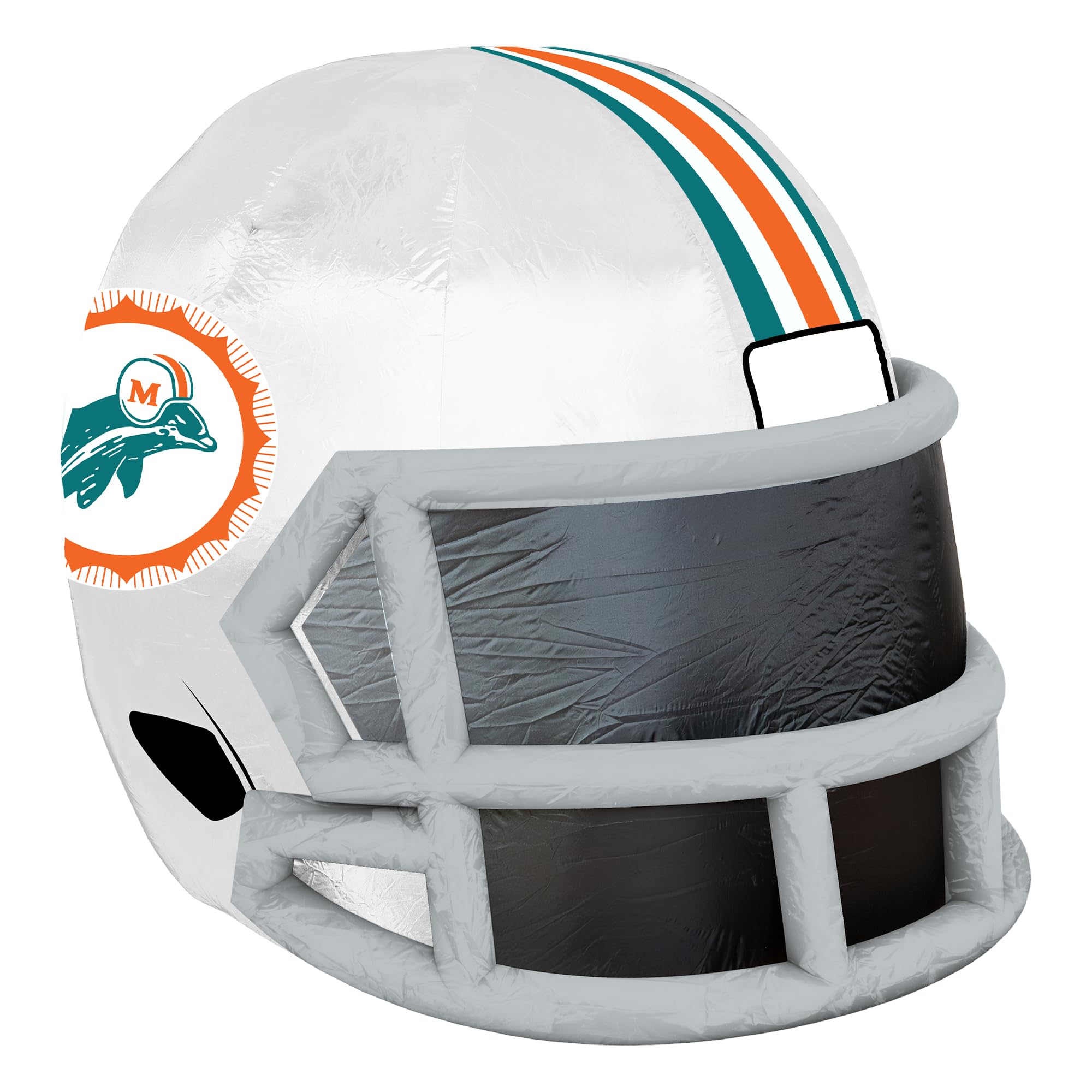Sporticulture NFL Miami Dolphins 4ft Inflatable Retro Helmet with LED Lights & Built-in Blower - Merchandise Decor Ideal for Law