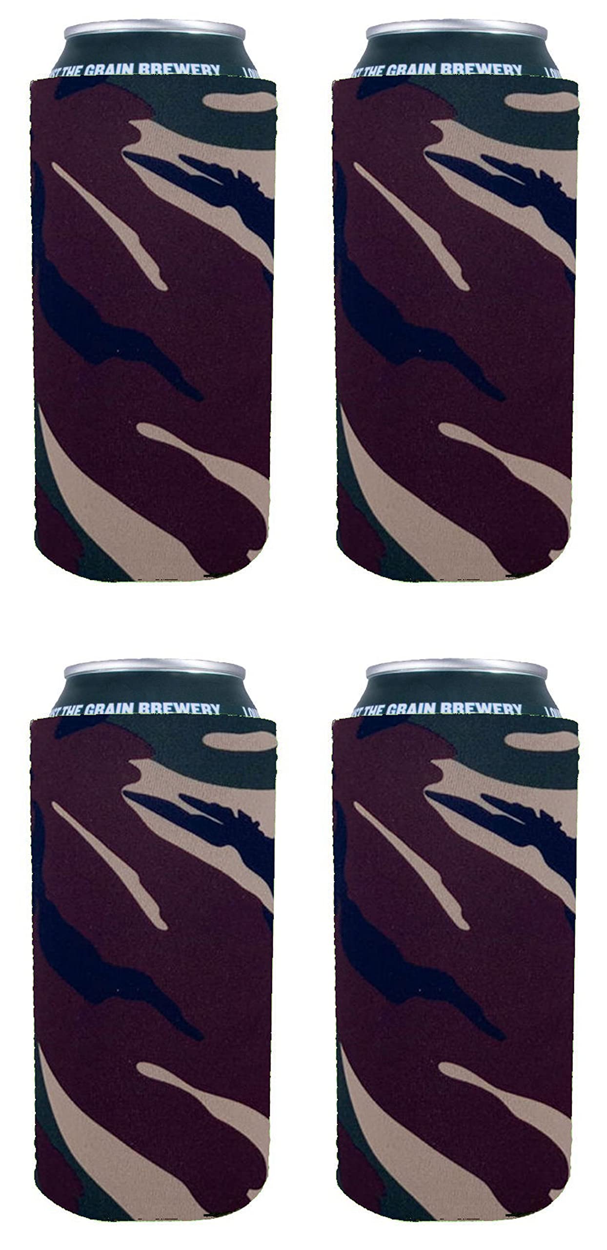 Blank Neoprene 16 Oz. Can Coolie (4 Pack, Green Camo)