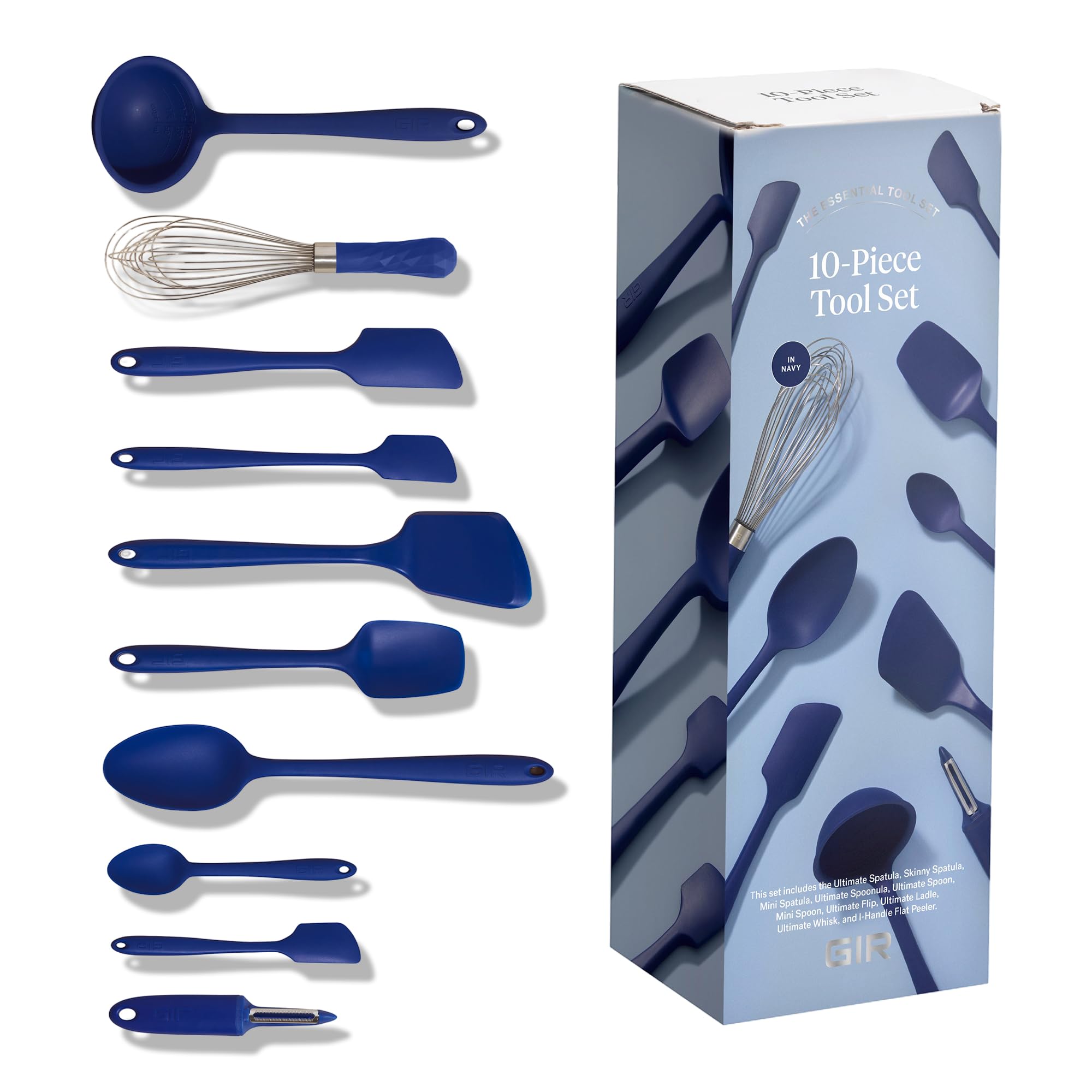 GIR: Get It Right 10-Piece Silicone Ultimate Kitchen Utensil Set - Spatulas, Ladle, Flip, Spoons, Whisk, Peeler & Spoonula - Non