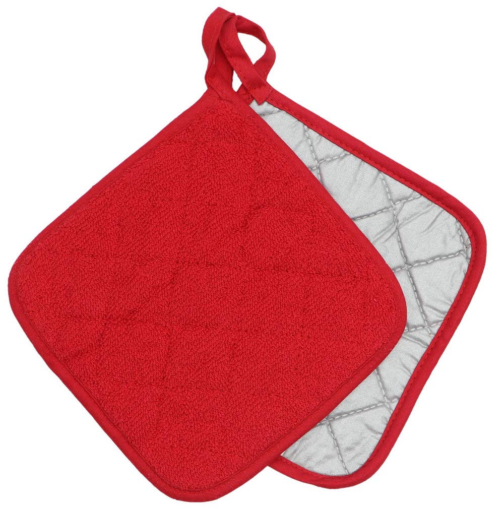 Cotton Pot Holders Cotton Made Machine Washable Heat Resistant Everyday Kitchen Basic Terry Pot Holder, Hot Pads, Trivet For Coo
