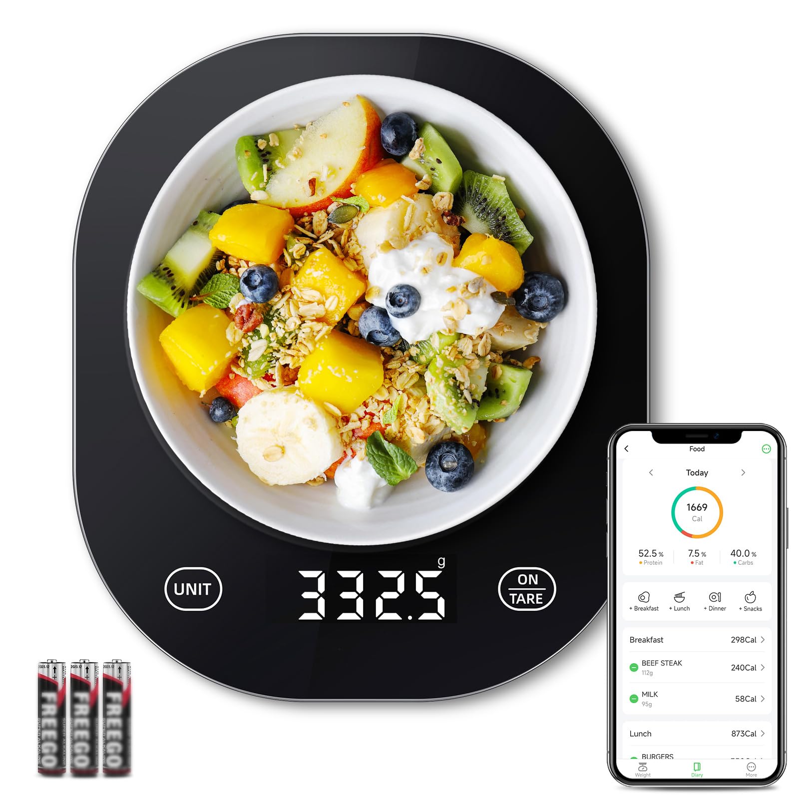 Arboleaf Food Scale, 22Lb/10Kg Digital Kitchen Scale For Food Ounces And Grams, Smart Gram Scale For Weight Loss, 0.1Oz/0.5G Sma