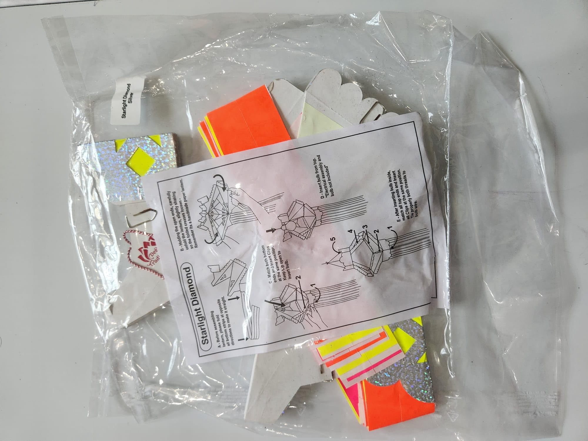 Large Eco-Friendly Diwali Paper Lantern Foldable Reusable Holiday Party Decor (Diamond, Silver)