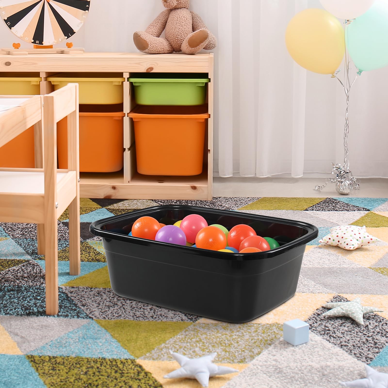 Leendines 18 Quart Plastic Rectangular Dish Pan, Black Wash Basin Set Of 2