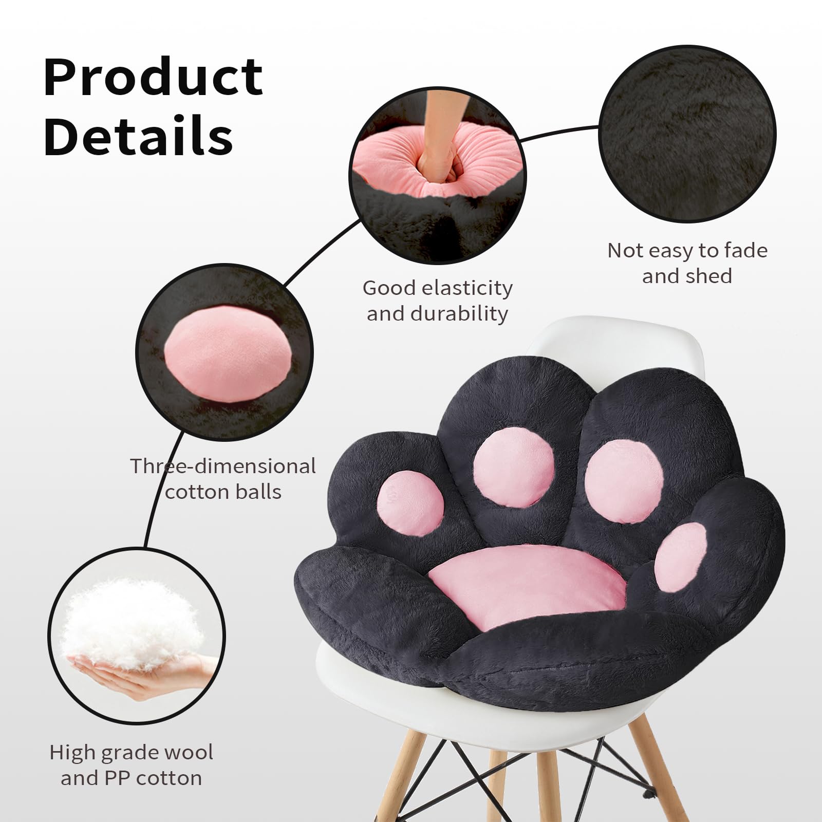 Ditucu Cat Paw Cushion Kawaii Chair Cushions 31.4 X 27.5 Inch Cute Stuff Seat Pad Comfy Lazy Sofa Office Floor Pillow For Gaming