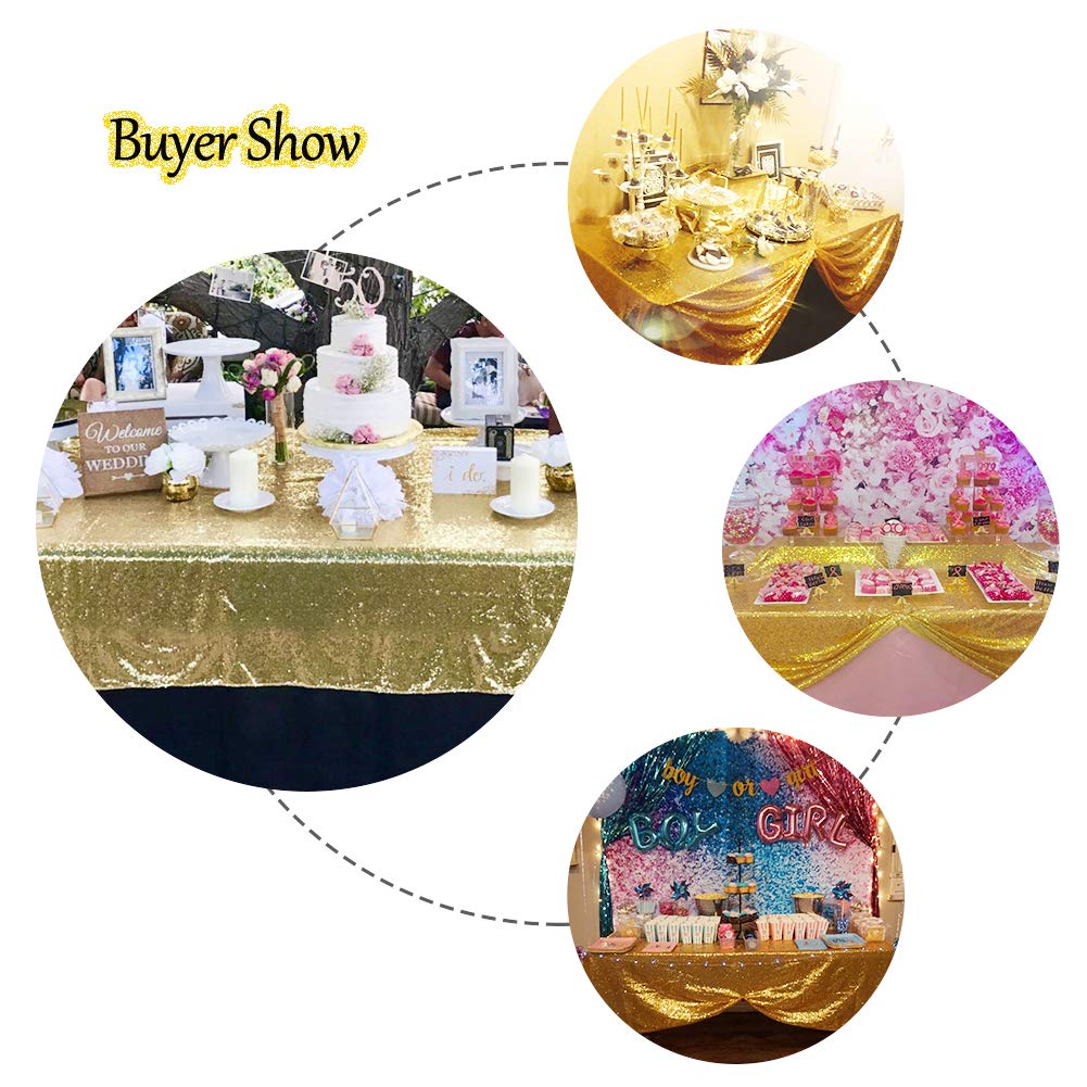 Squarepie Sequin Tablecloth 90 X 132 Inch Gold Sparkly Table Cloth For Wedding Party