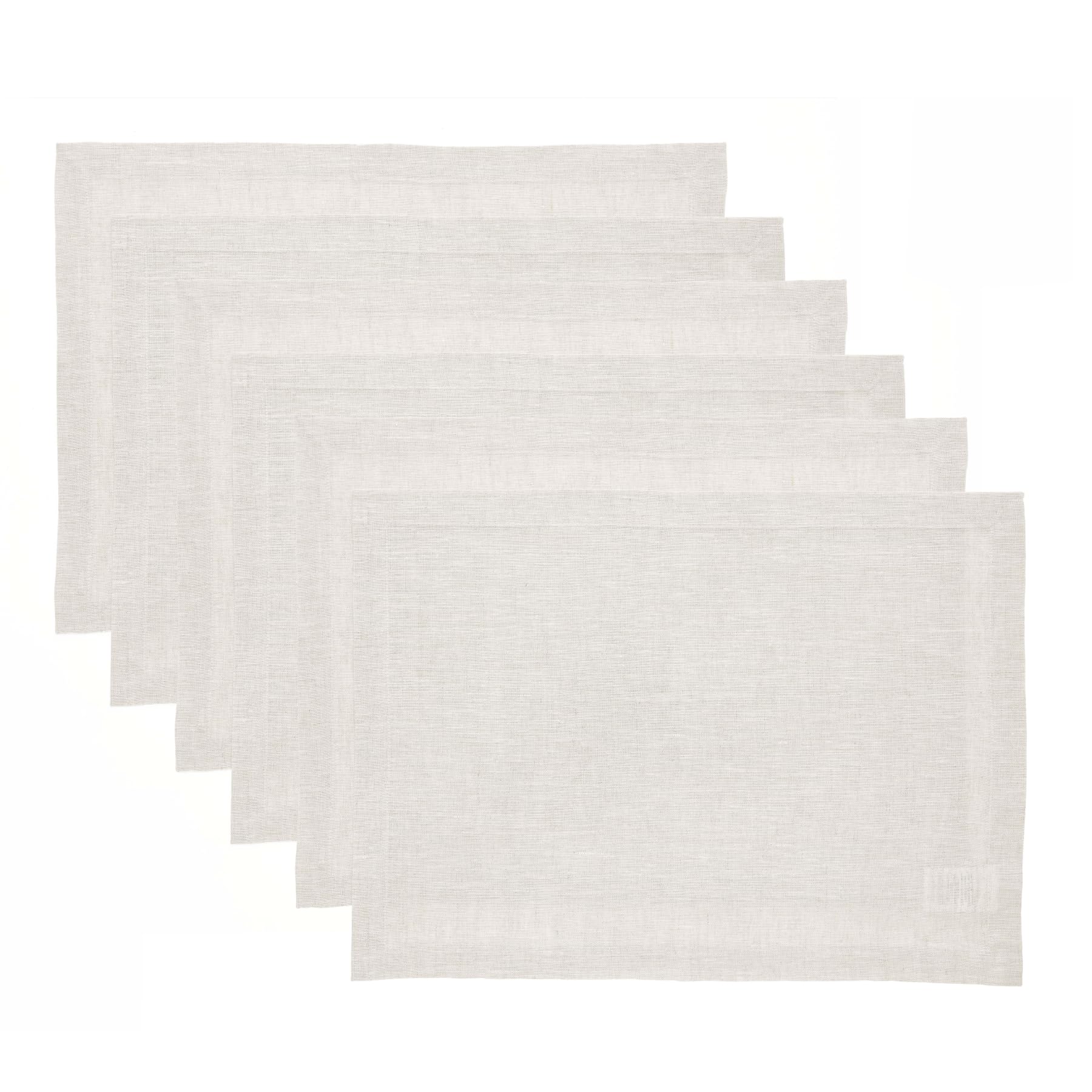 Solino Home Linen Placemats 19'' L X 14'' W Inch - 100% Pure Linen Light Natural Cloth Placemats Set Of 6 - Athena, Washable Fab