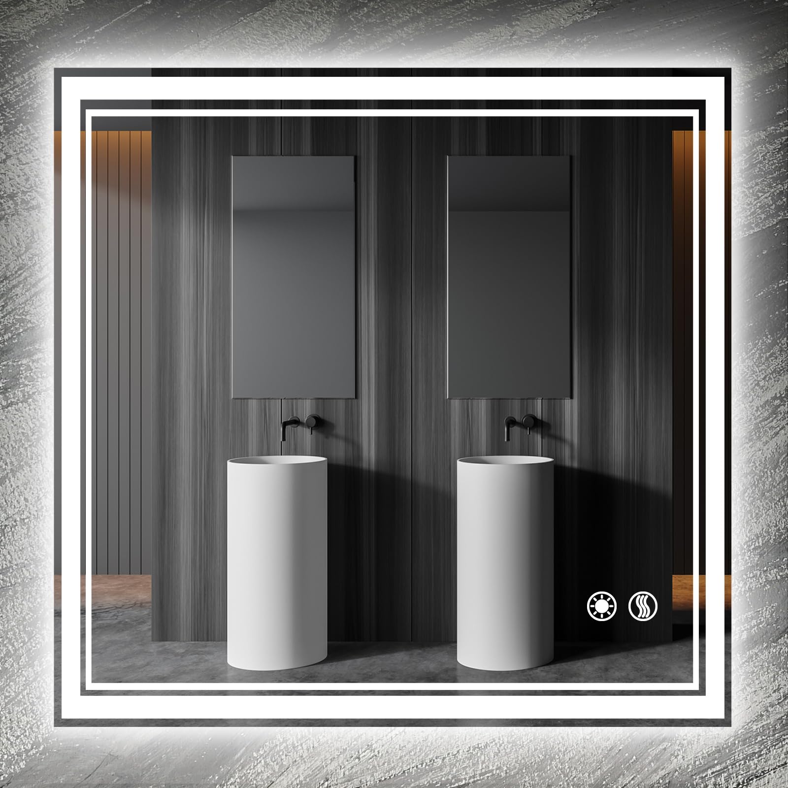 Wuenlux 32 X 32'' Led Mirror For Bathroom Anti-Fogging Bathroom Mirror With Lights Stepless Brightness Dimmable 3 Colors Front A