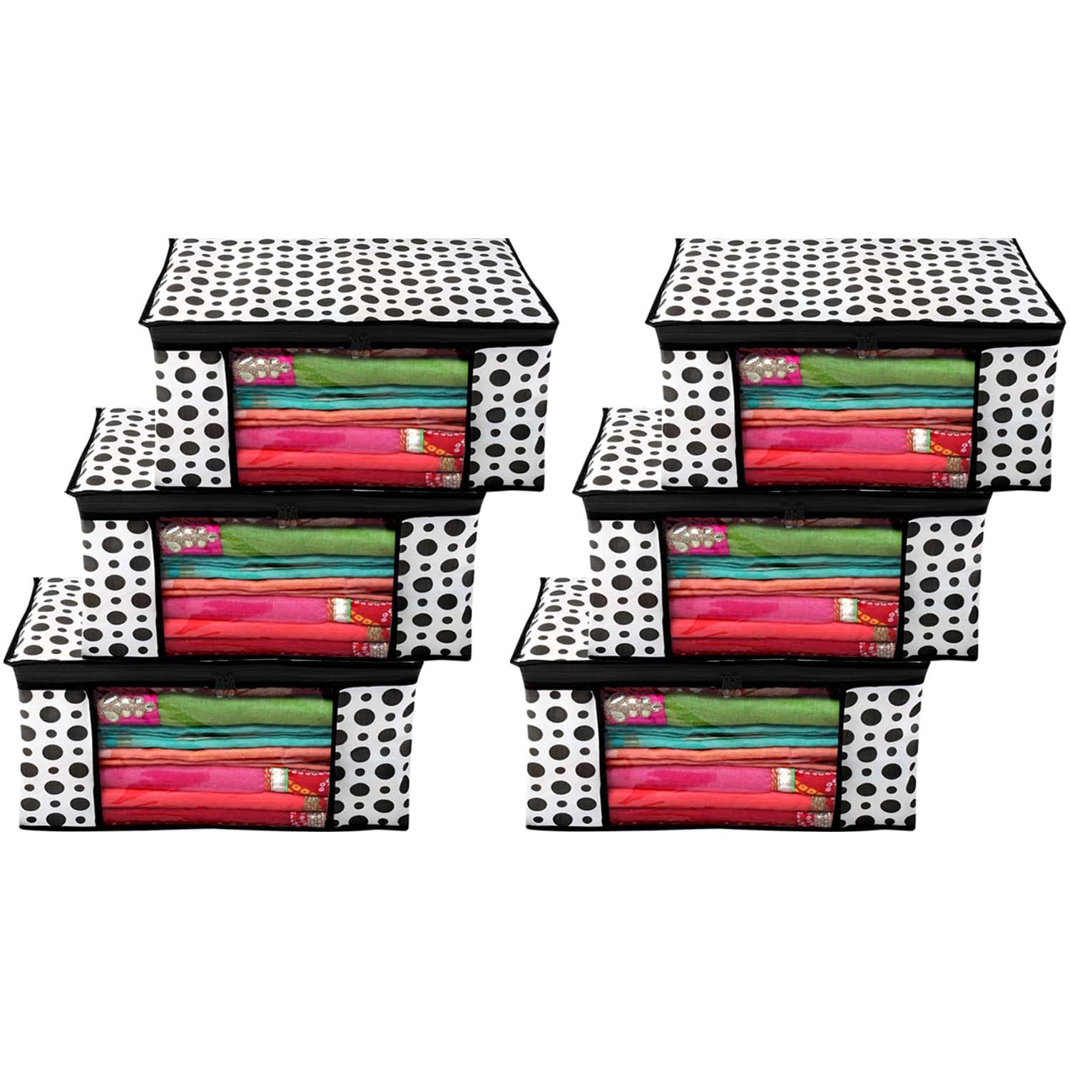 Kuber Industries Polka Dot Saree Covers With Zip|Wardrobe Organizer For Clothes|Keep 8 To 10 Saree|Suitable For Lehenga, Suit, D