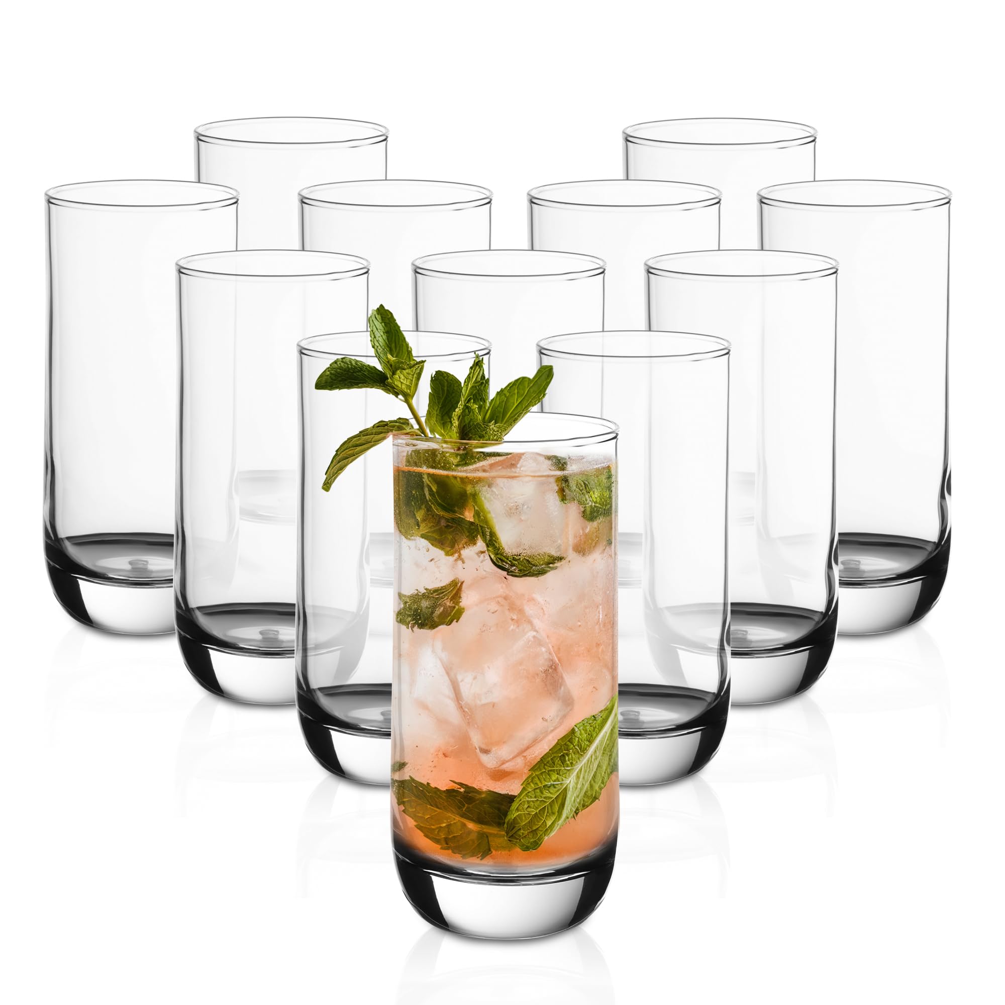 Vikko Drinking Glasses, 12 Oz Drinking Glasses Set of 12, Crystal Clear Glass Cups for Water or Juice, Highball Glass Tumbler & 