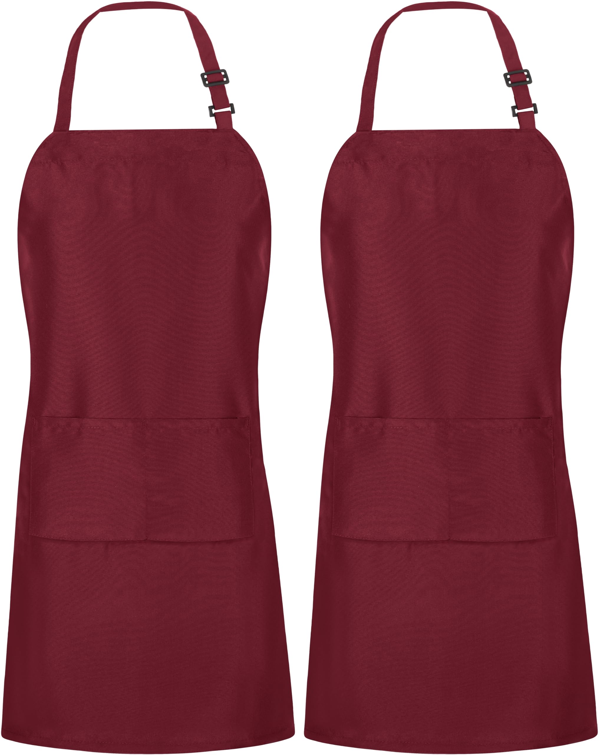 Utopia Kitchen 2 Pack Bib Apron, Adjustable With 2 Pockets, Water And Oil Resistant, Cooking Kitchen Chef Apron For Women Men