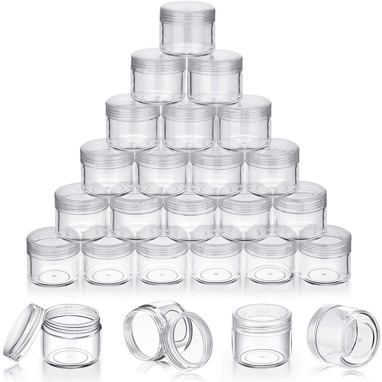 50 Pieces 20G Empty Clear Plastic Pot Jars With Lids Round Cosmetic Sample Containers Mini Travel Jars For Storage Of Creams Lip