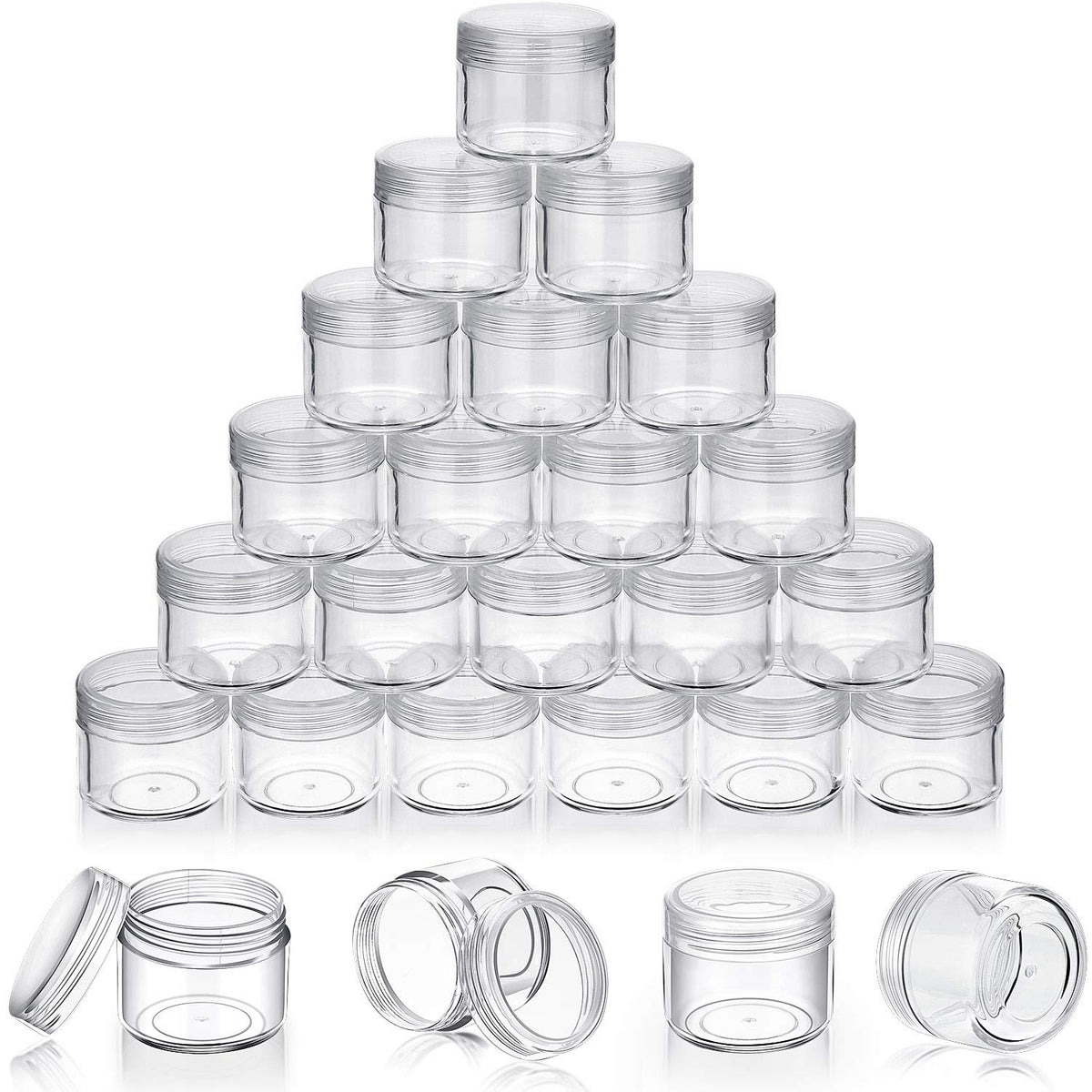 50 Pieces 20G Empty Clear Plastic Pot Jars With Lids Round Cosmetic Sample Containers Mini Travel Jars For Storage Of Creams Lip