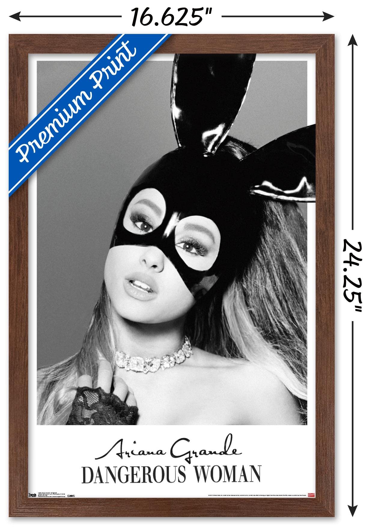 Trends International Ariana Grande - Dangerous Wall Poster, 14.725'' X 22.375'', Mahogany Framed Version