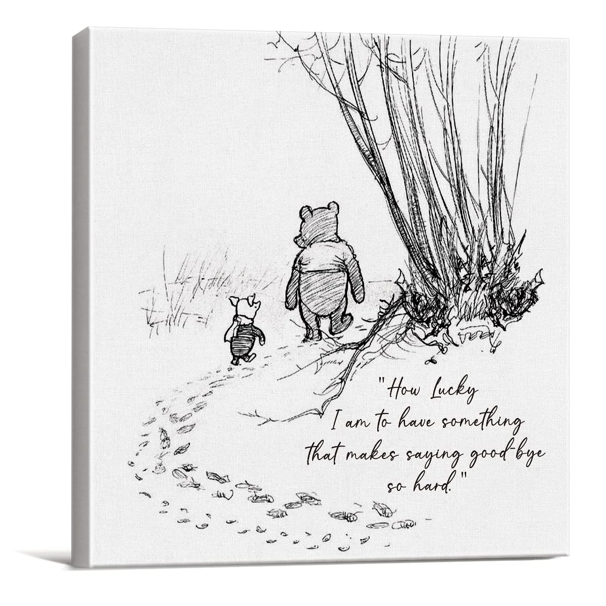 Classic Winnie The Pooh Quote Wall Art Decor How Lucky I Am To Have Something That Makes Saying Goodbye So Hard Canvas Painting
