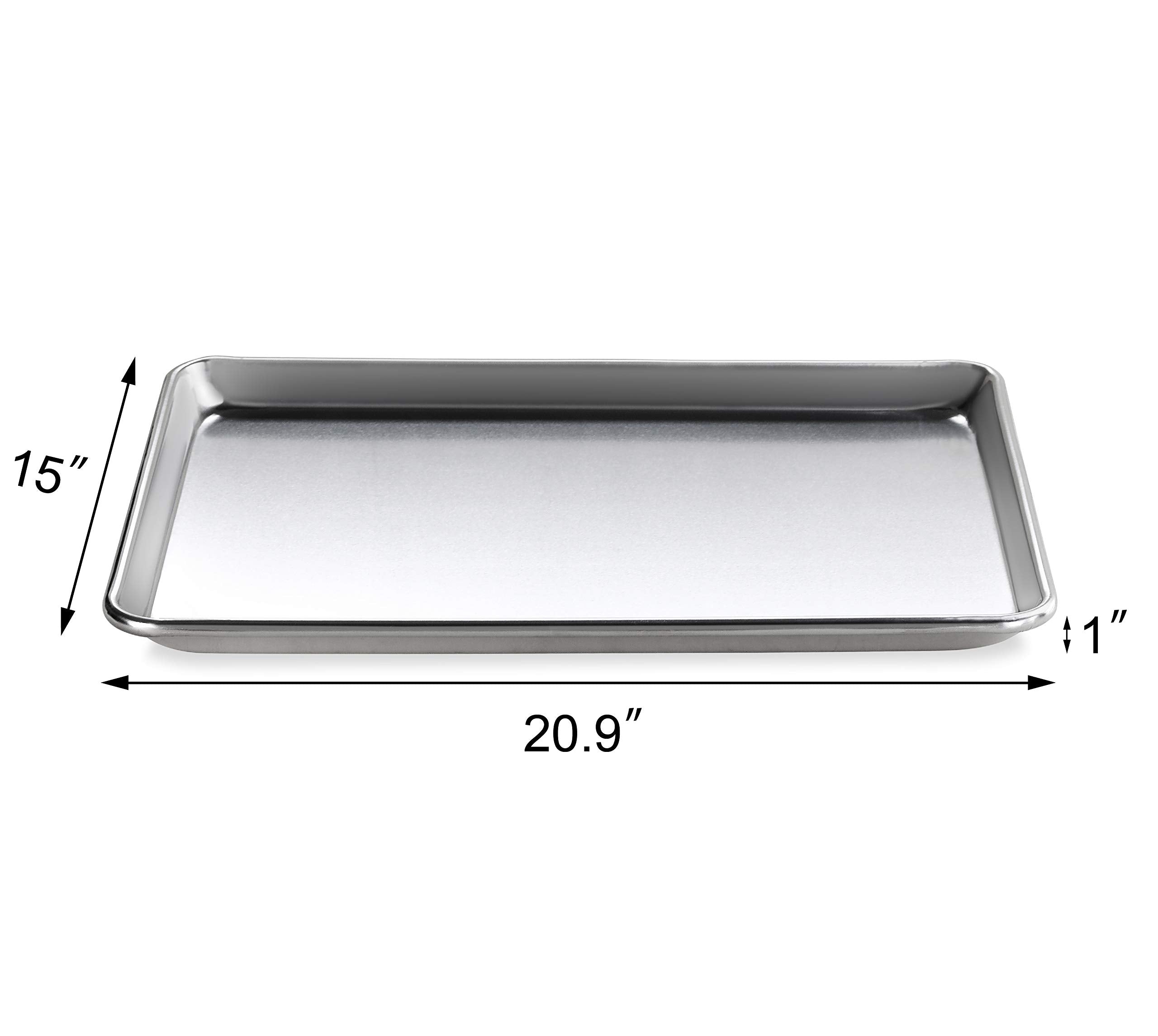 New Star Foodservice 36893 Commercial-Grade 18-Gauge Aluminum Sheet Pan/Bun Pan, 15'' L X 21'' W X 1'' H (Two Thirds Size) | Mea