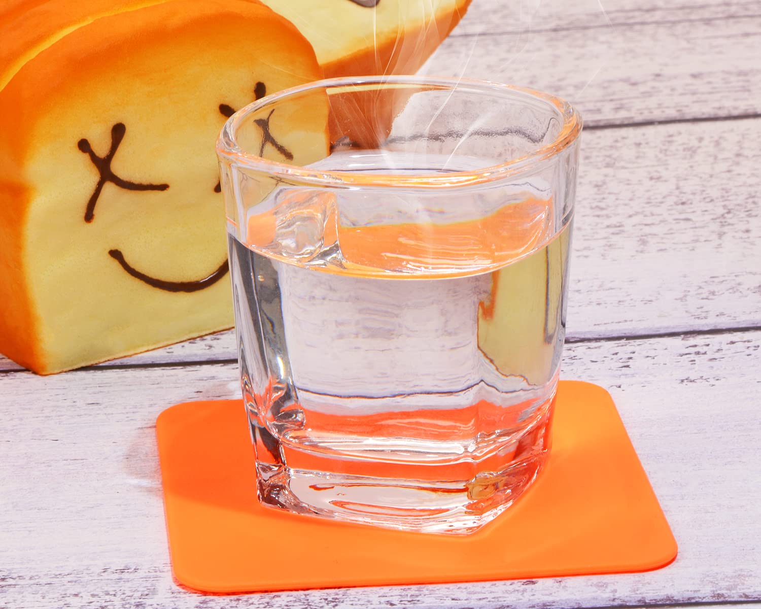 Mini Skater 3Pcs Bar Coasters 10X10X0.2Cm Square Silicone Coasters For Drinks Beverage Coffee Table Tea Coaster (Orange)
