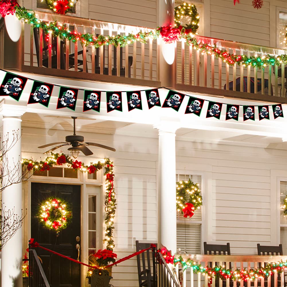 Merry Christmas Bunting Banner Jack Skellington Banner For Christmas Decorations Christmas Banner For Indoor And Outdoor Decorat