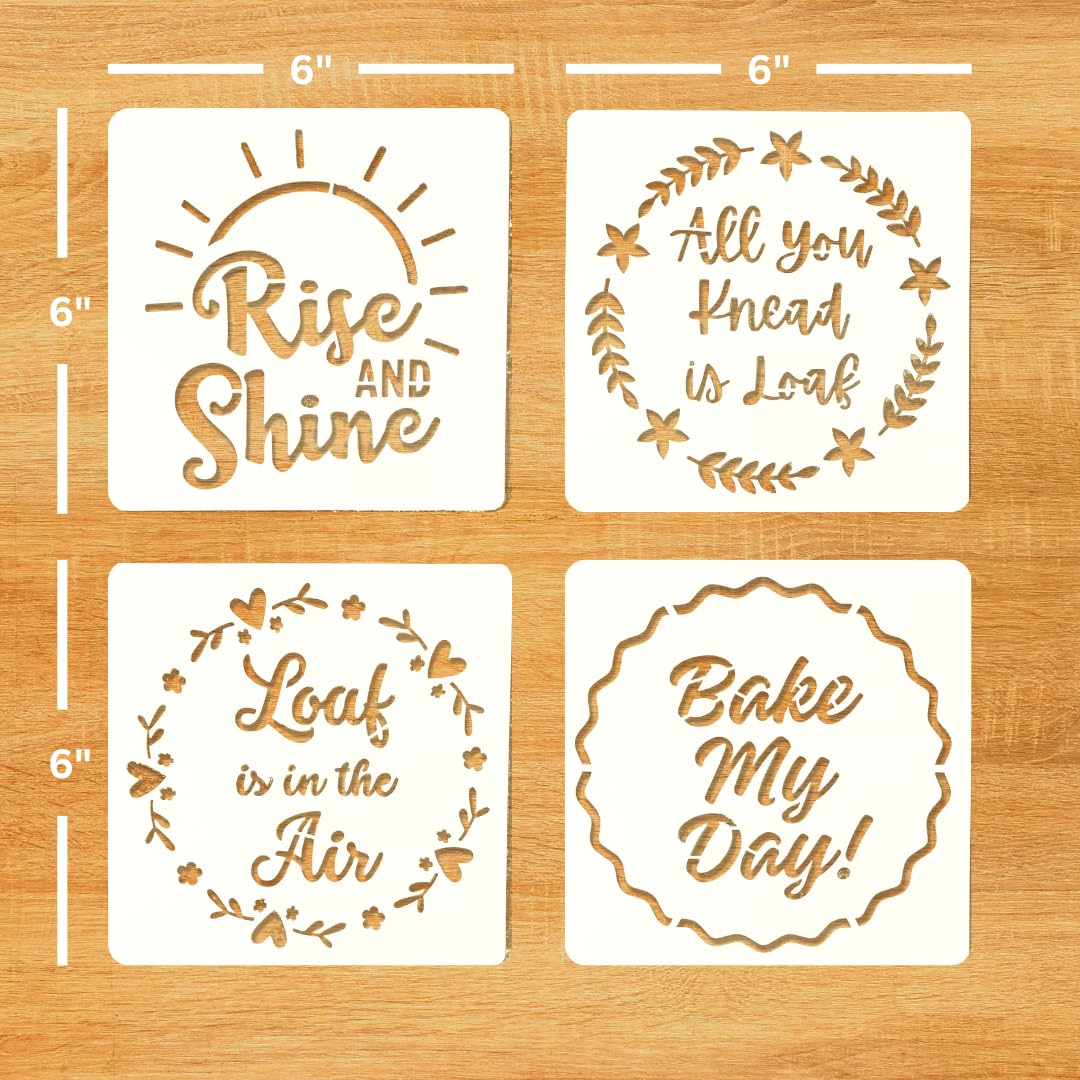 Gden Pack Of 4 European Artisan Bread Stencils (Stencilgroup2) 6'' By 6''