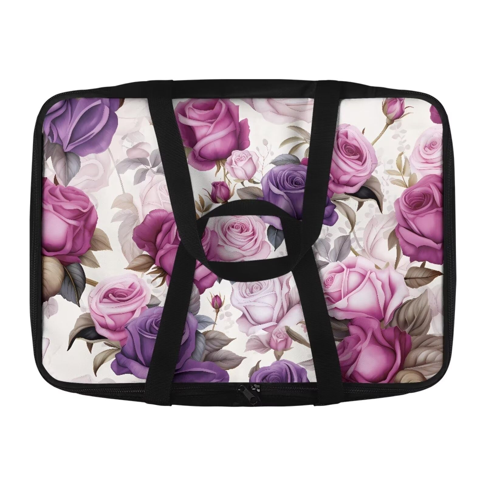CREAMIC Purple Rose Insulated Casserole Thermal Bags for Hot or Cold Food with Heat Resistant Lining Zip Food Carrier Fits 11 x 