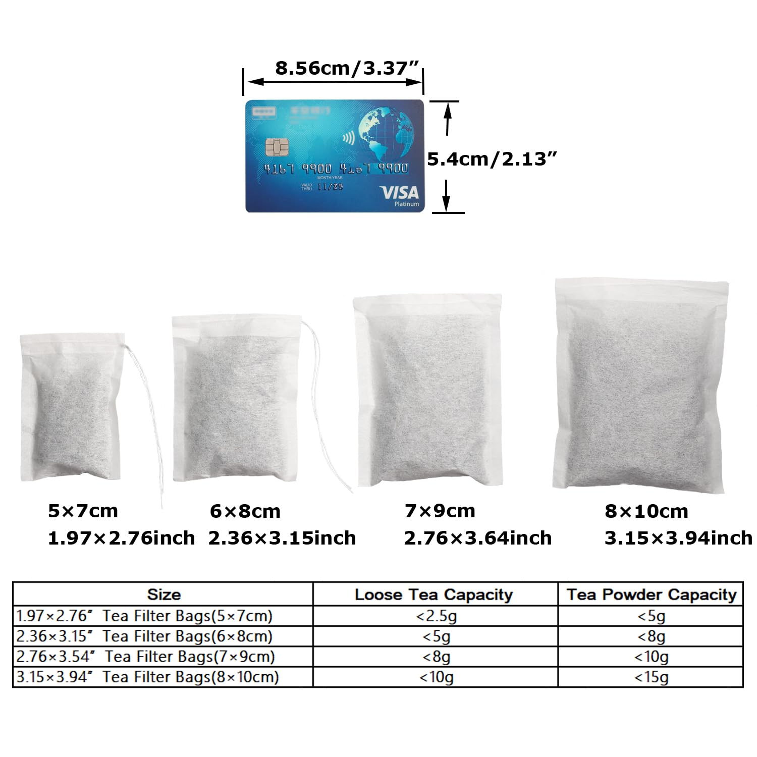 Eketirry 200Pcs Tea Filter Bags For Loose Tea, Empty Tea Bags, Natural Wood Pulp Paper Material, Disposable Unbleached Tea Filte