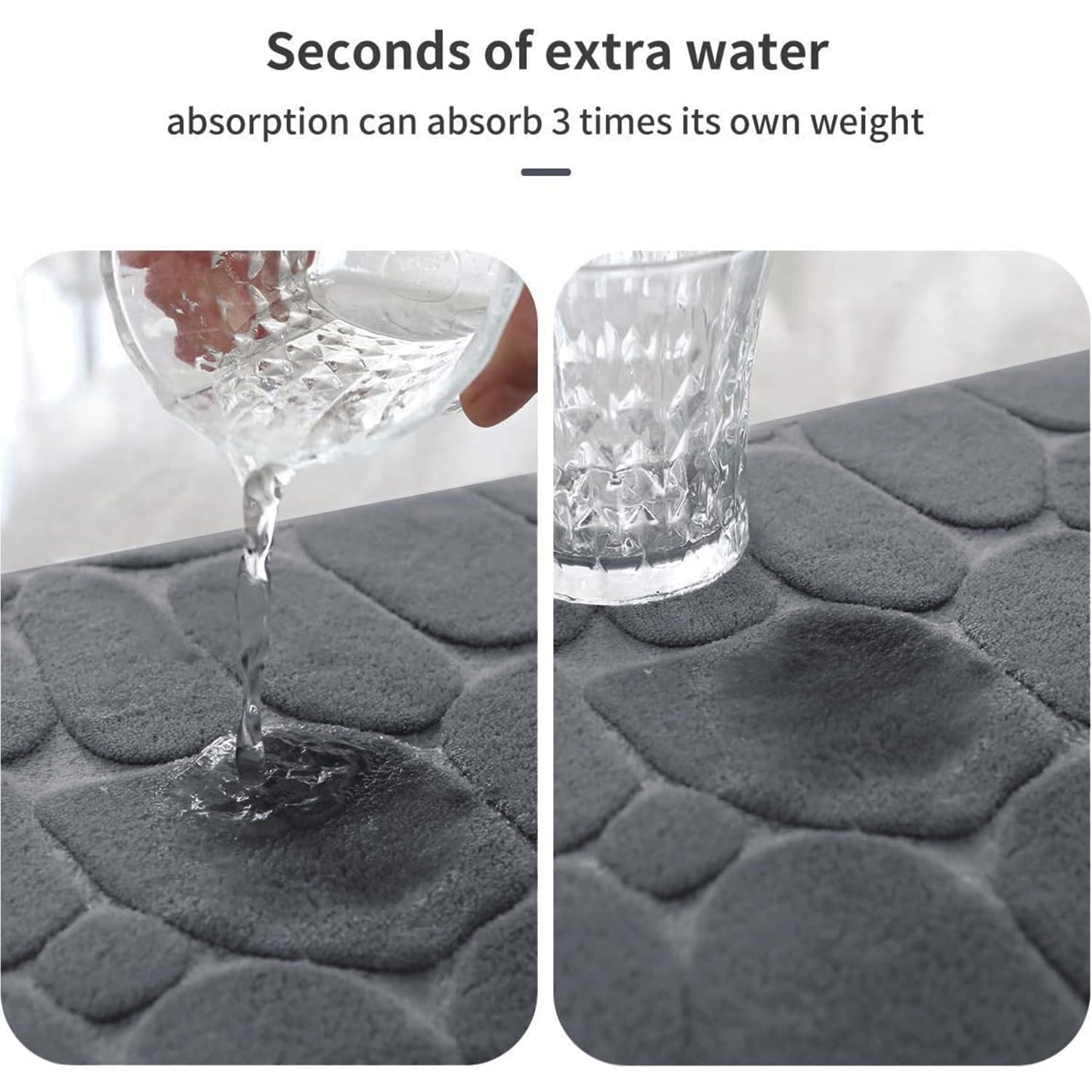 Yihouse Memory Foam Cobblestone Rugs Super Water Absorbent Bath Mats For Bathroom Machine Washable Bath Rugs(20X32,Dark Gray)