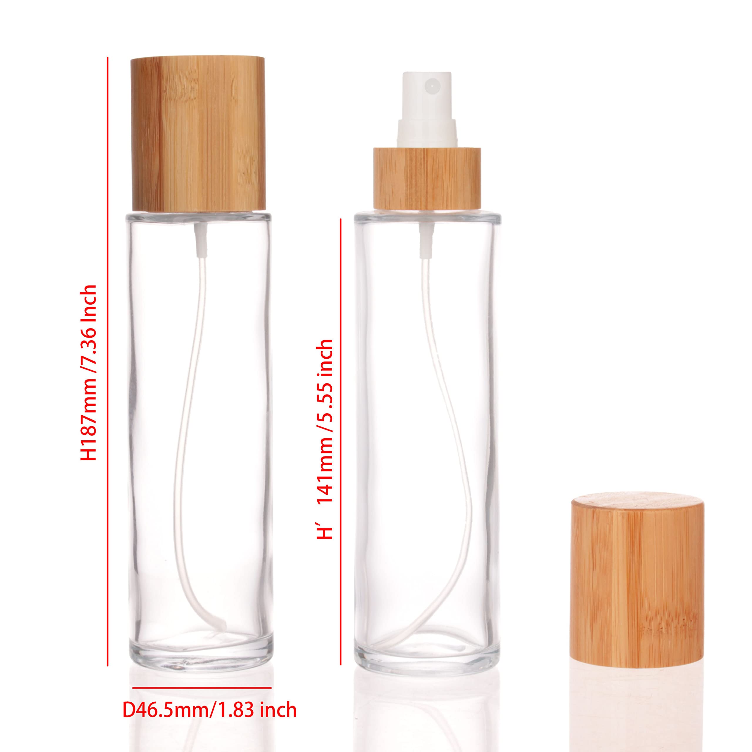 Cosidea 12 Pcs Empty 5Oz /150Ml Bamboo Lid Clear Glass Spray Bottle With Fine Mist Despenser Head For Liquid Perfume Toiletries