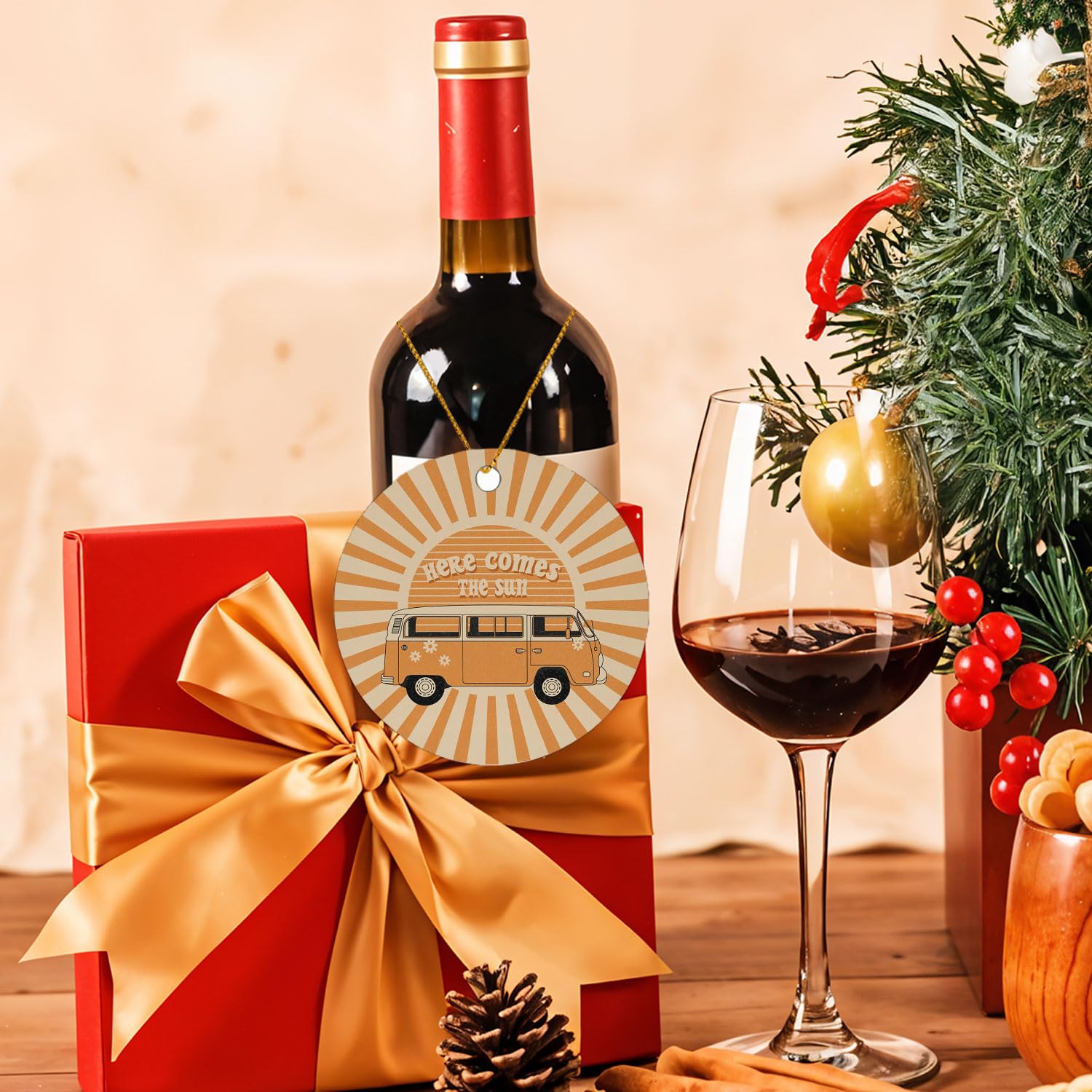 Here Comes The Sun - Boho Retro Ornaments for Christmas Tree, Sunshine Gifts for Women