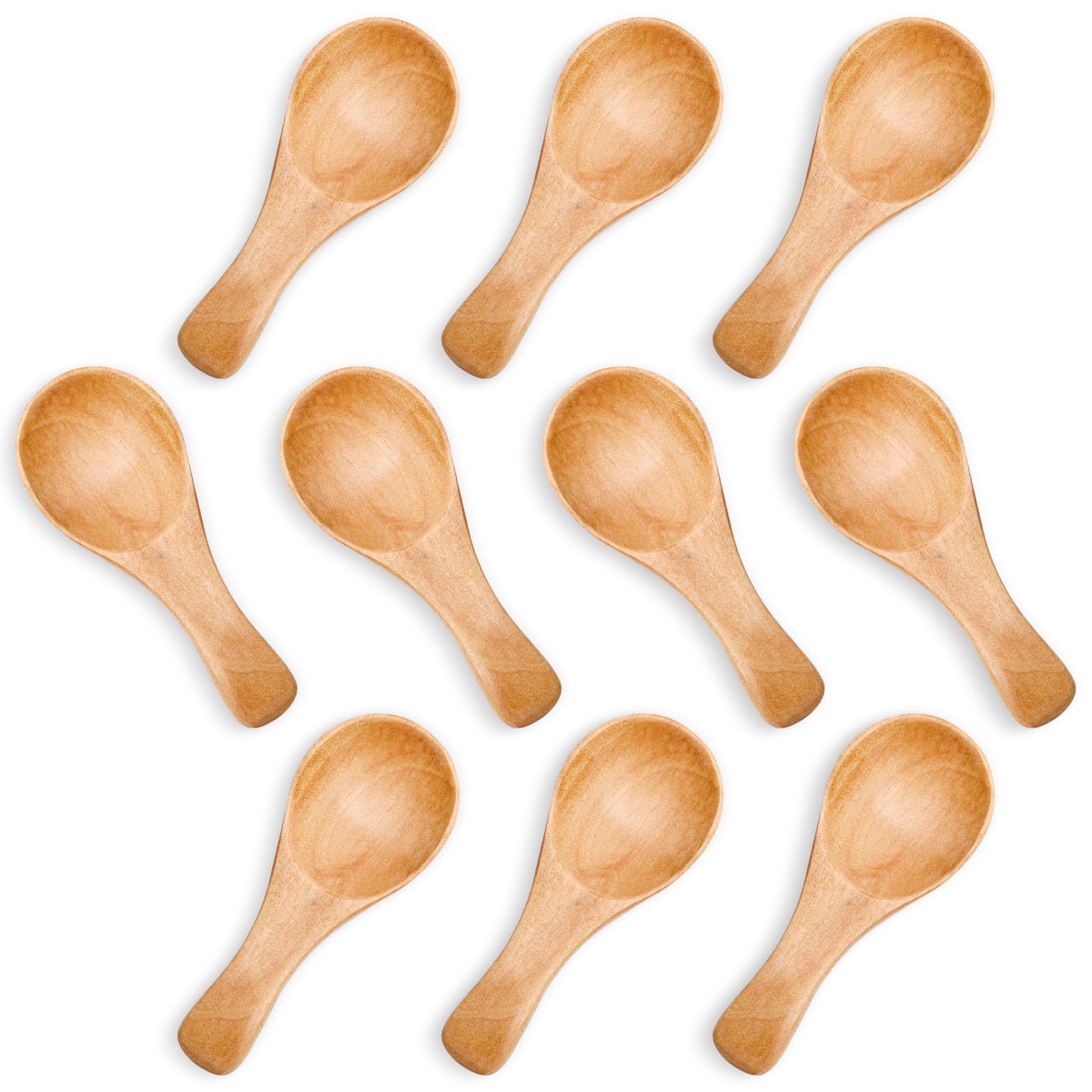 HANSGO Small Wooden Spoon, 10PCS 3 inches Ice Cream Salt Spoon Honey Coffee Tea Sugar Salt Mustard, Light Brown