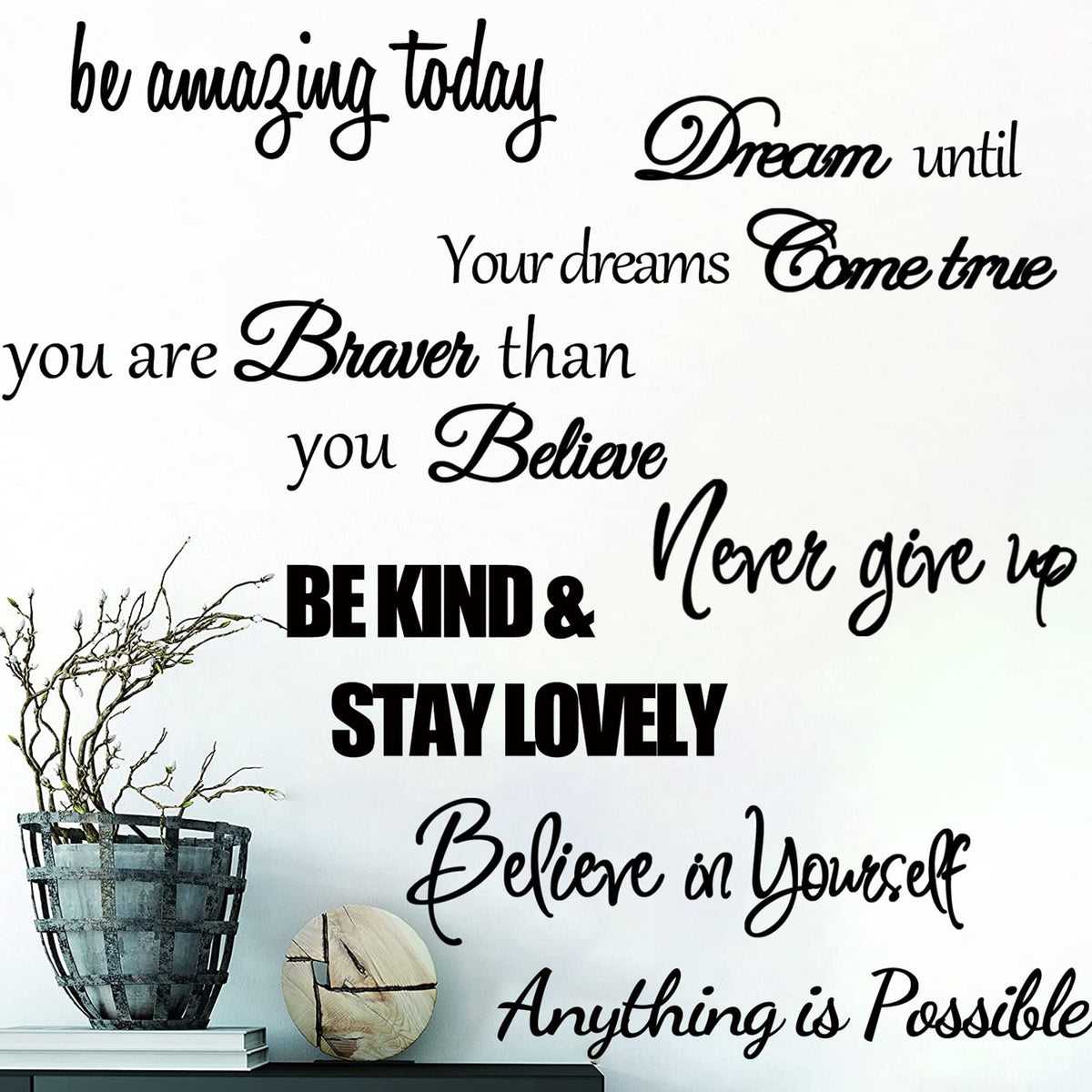 Inspirational Wall Decals Quotes Motivational Wall Stickers Vinyl Positive Word Wall Decals Spiritual Sayings Wall Lettering For