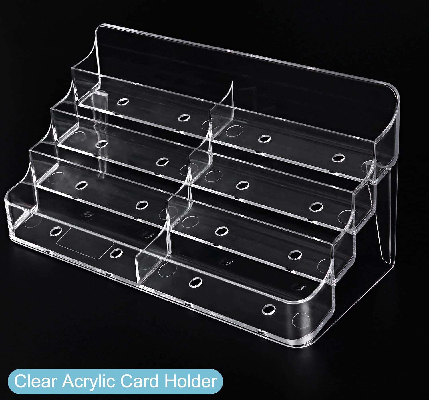Gowall Business Card Holder, 8 Pocket Acrylic Business Card Holder For Desk Clear Business Card Stand Desktop Business Card Hold