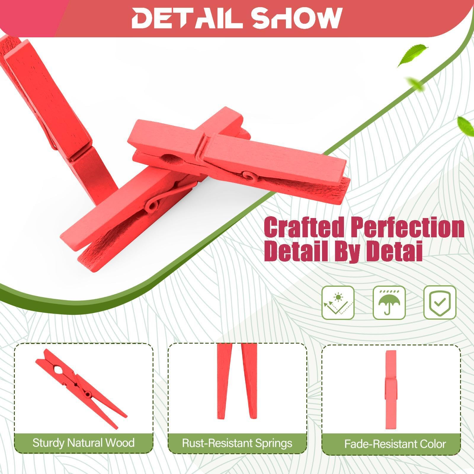 100 Pcs Colored Clothes Pins Wooden, Red Clothespins For Crafts, Clothing Pins For Hanging Clothes Pictures Classroom Laundry De