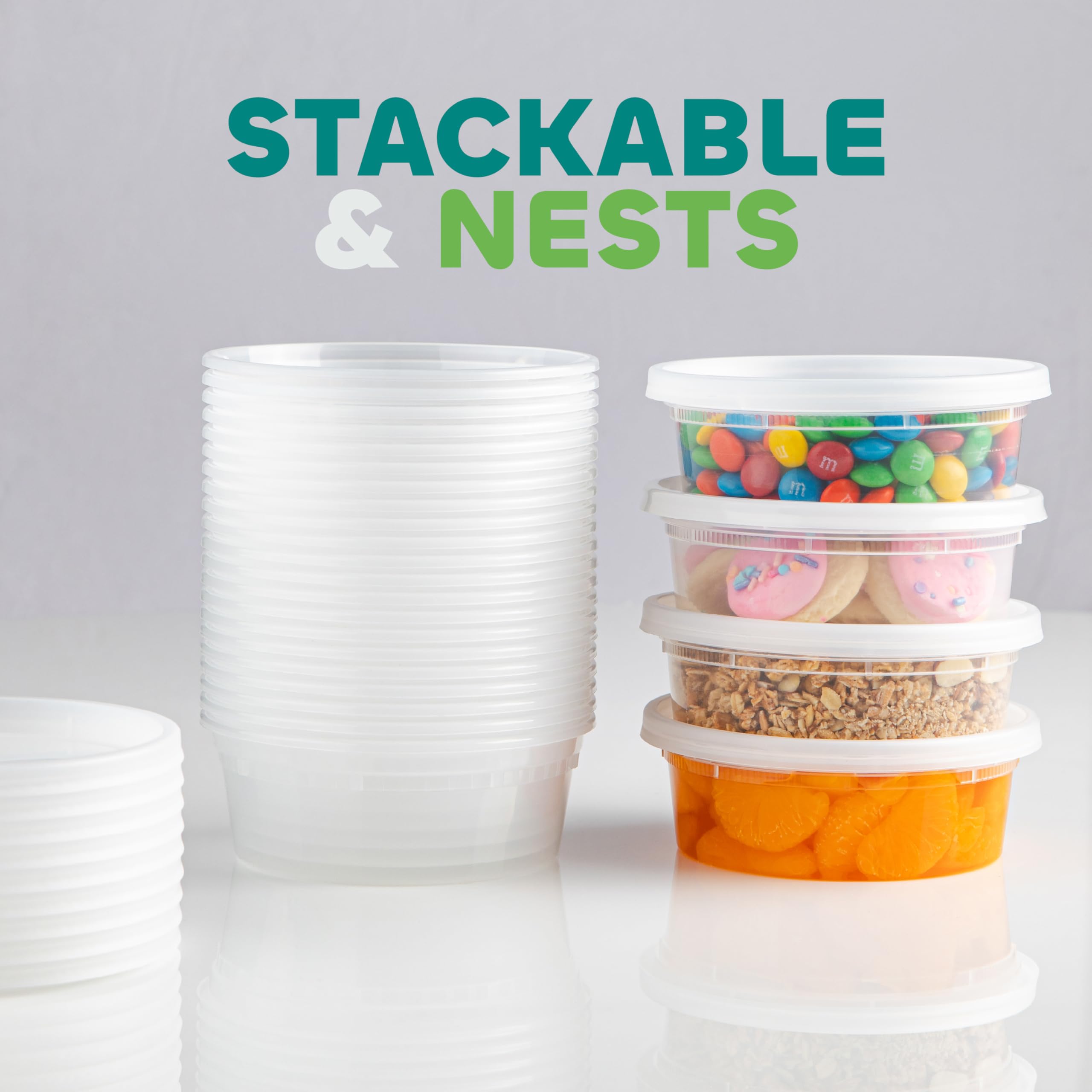 Joyserve Deli Food Containers With Lids - 8 Oz 60 Sets- Ideal For Food, Snacks, Takeout, Meal Prep - 1 Cup Small Durable Clear C