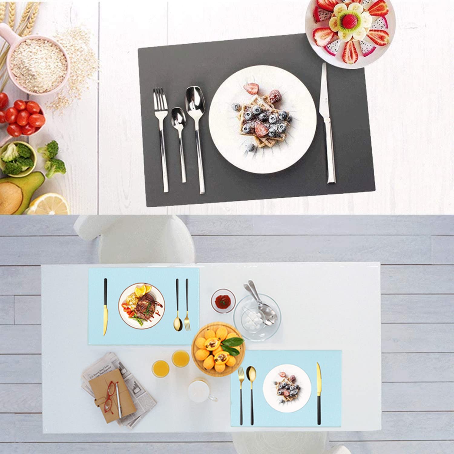 Iyyi Silicone Placemats, Placemats For Kids, Placemats Set Of 4 Waterproof Heat Resistant Non-Slip Kitchen Table Mats For Dining