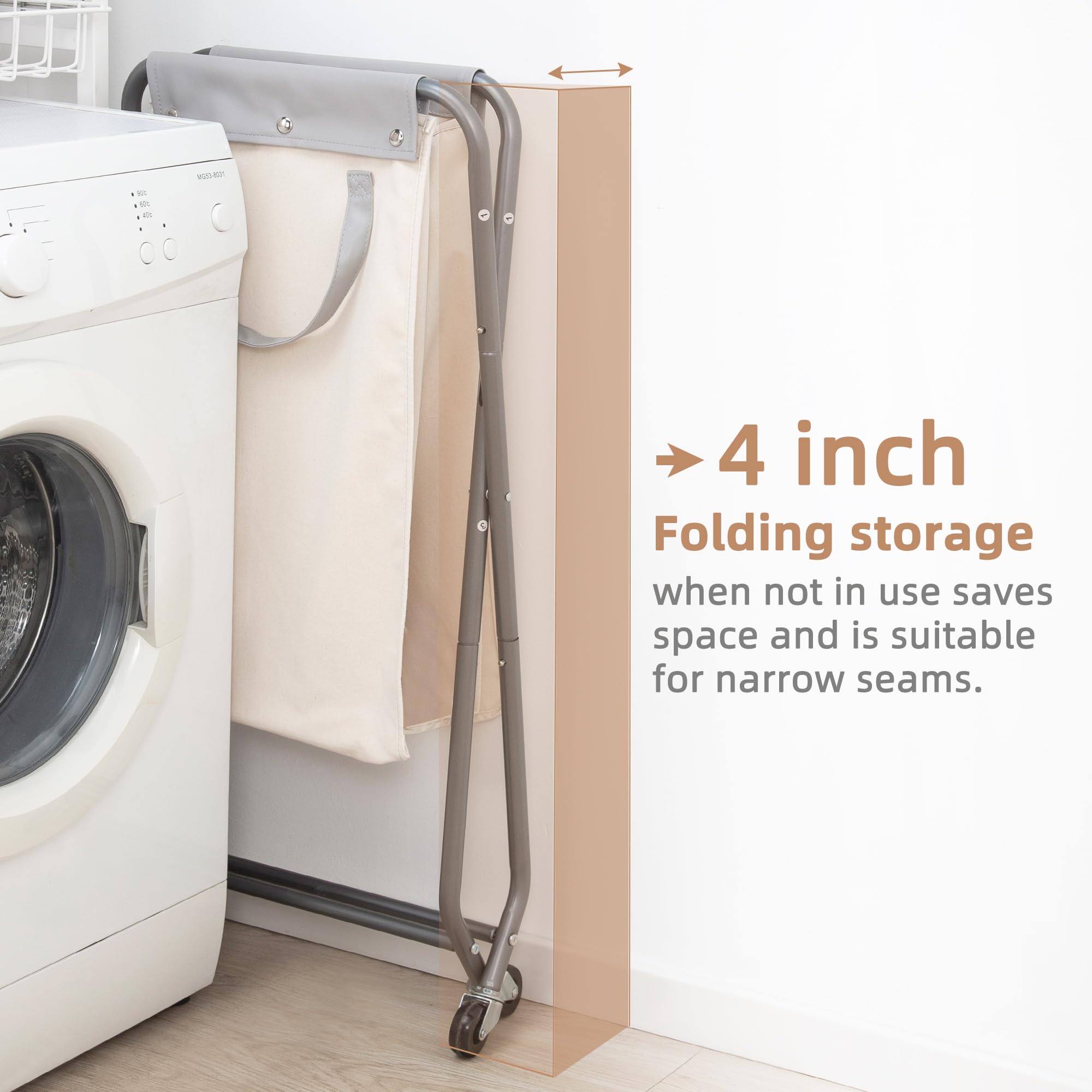 Storage Maniac Collapsible Laundry Hamper With Wheels, Rolling Laundry Basket, Heavy Duty Laundry Sorter With Removable, Folding