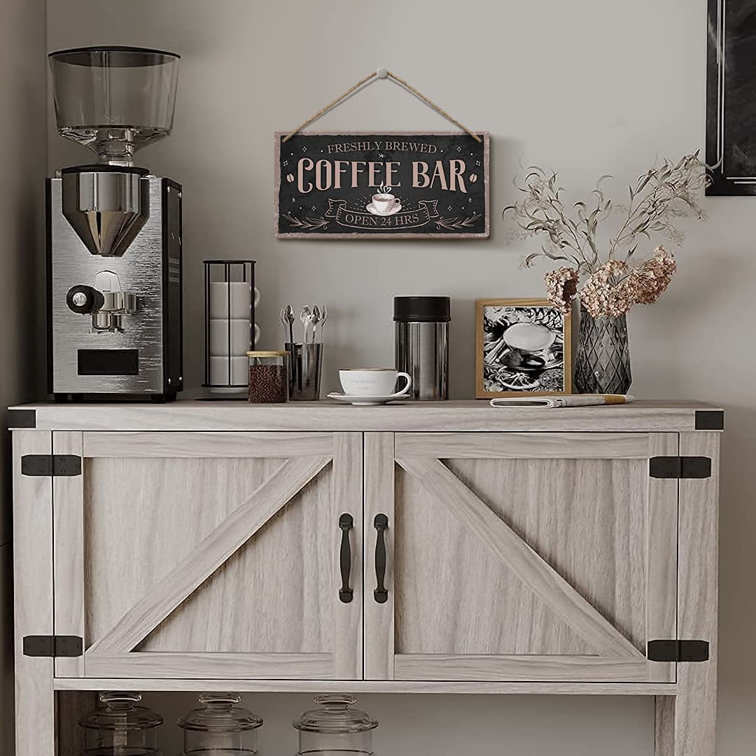 Heuhuww Freshly Brewed Coffee Bar Sign 6x12 Retro Plaques for Coffee Bar Corner Shop Kitchen Dining Room,Gifts for Friends-Brown