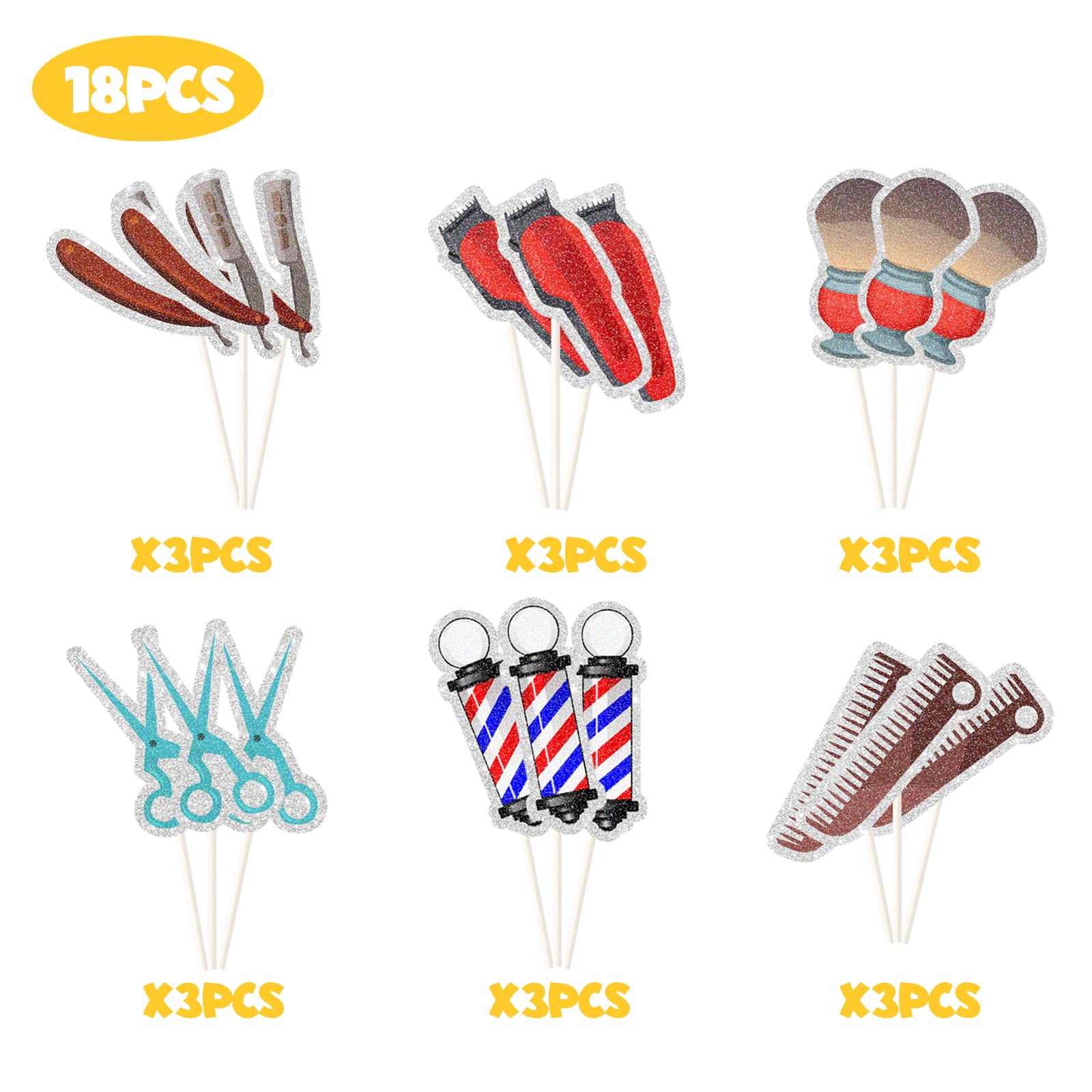 Lecakto Barber Hairstylist Happy Birthday Cupcake Toppers, Barbershop Themed Cupcake Decor - Hairstylist Barber Happy Graduation