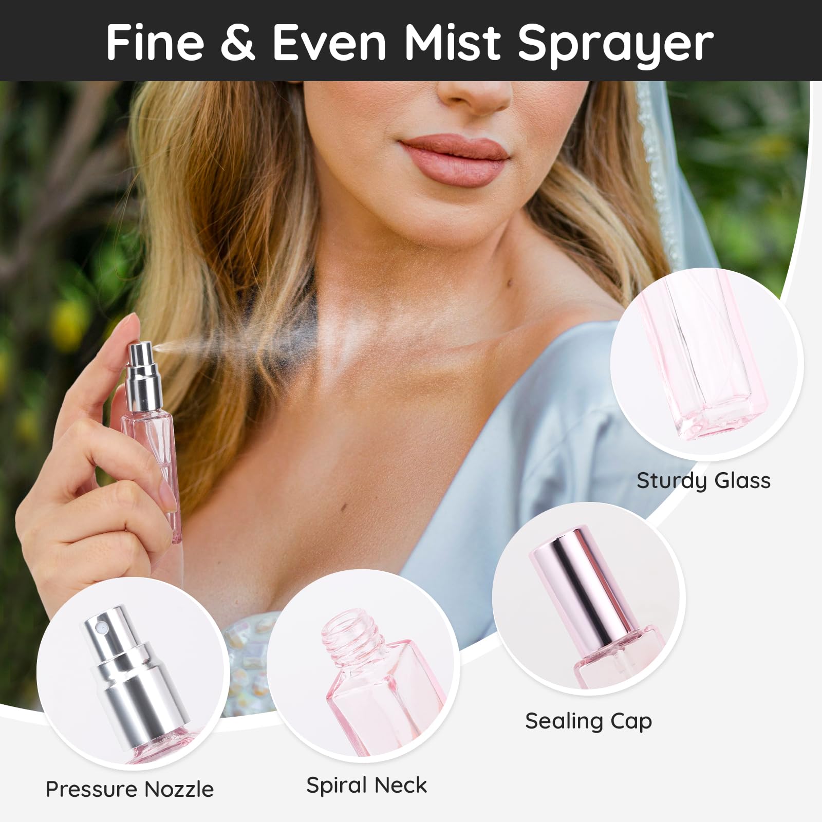 Segbeauty Mini Perfume Refillable Bottle, 6 Pack 10Ml Cologne Travel Bottle Set, Empty Glass Perfume Atomizer With Gift Box Port