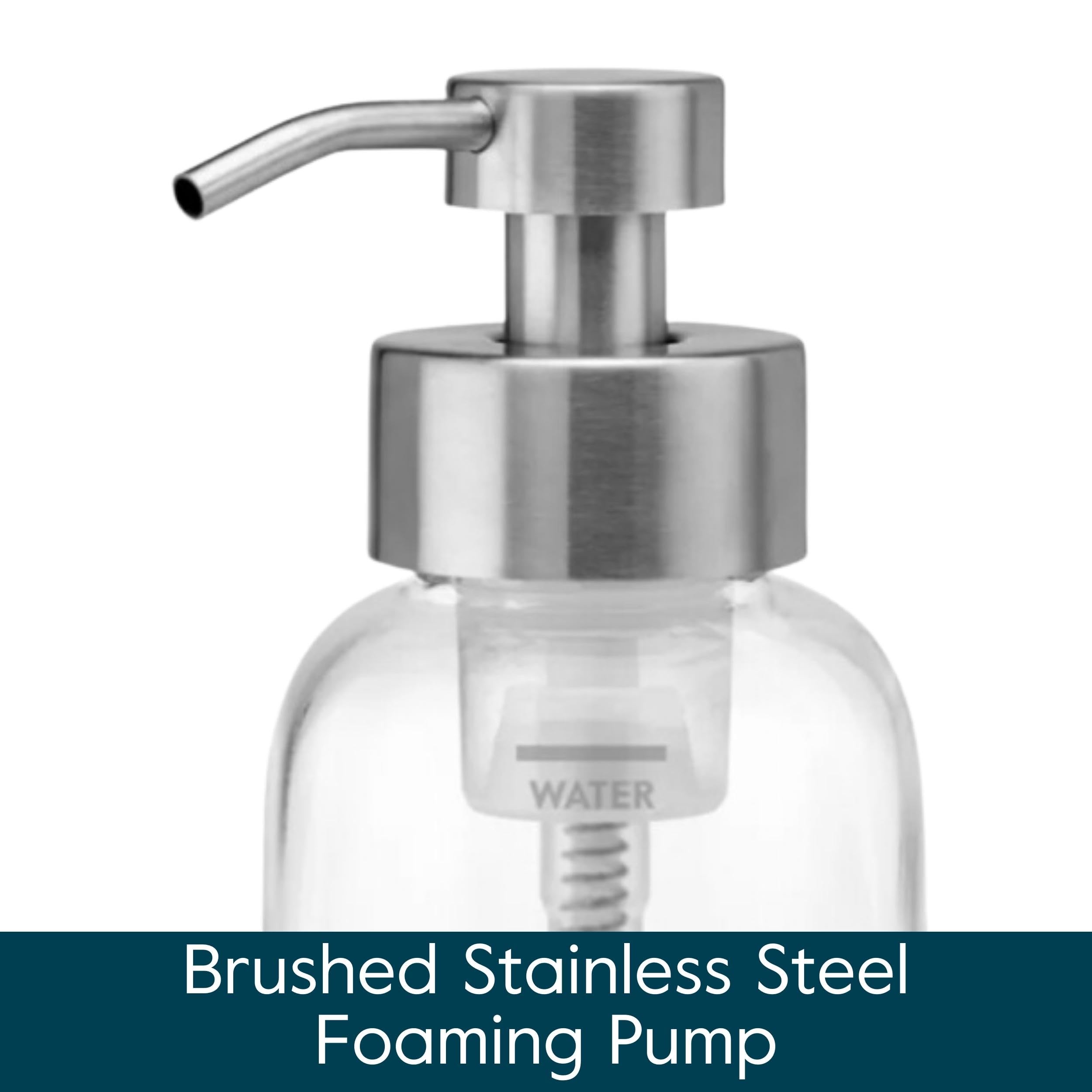 Grove Co. Foaming Soap Dispenser, 2 X Refillable Glass Bottles With Stainless Steel Pump, Reusable Liquid Hand Soap Set For Kitc