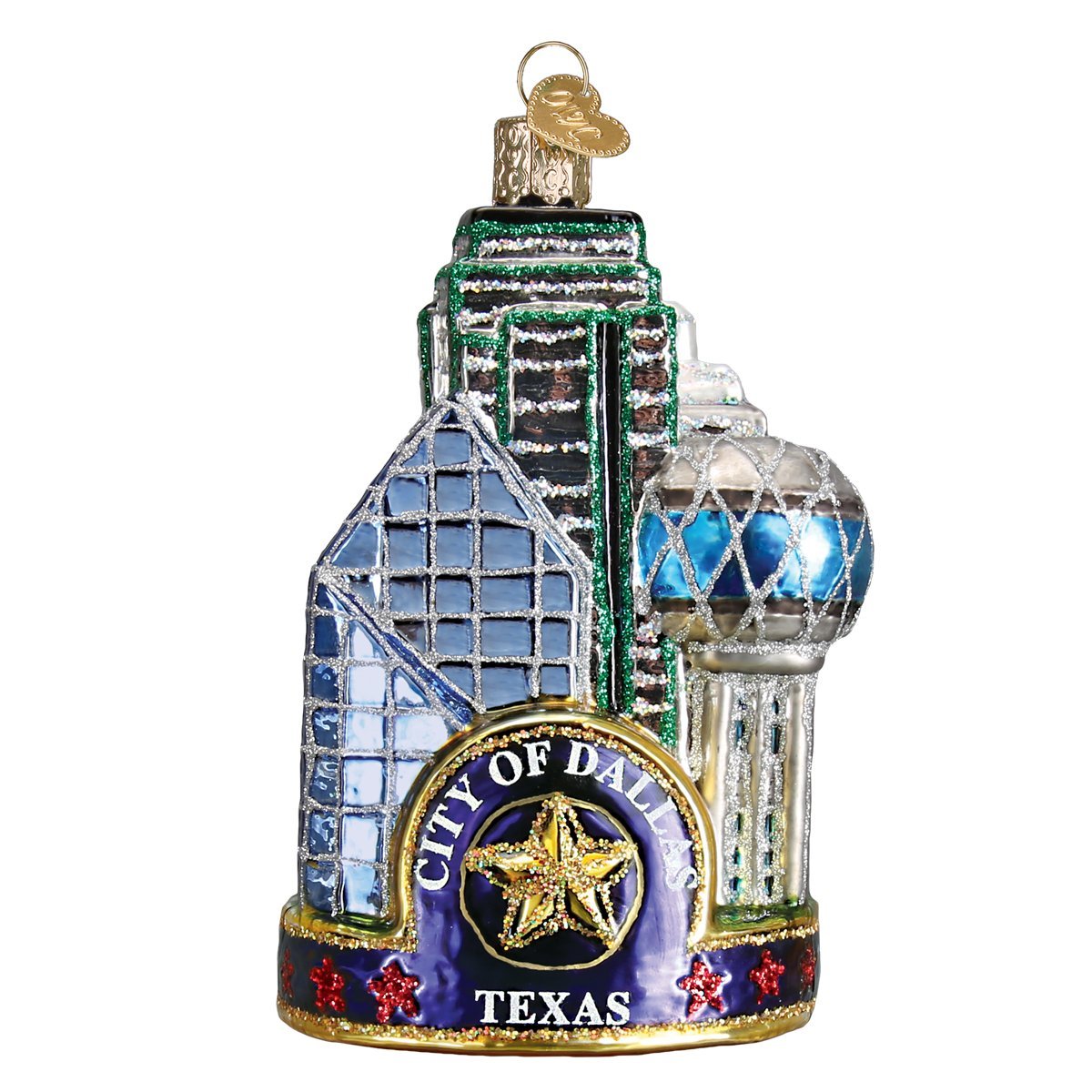 Old World Christmas, Places and Landmarks Glass Blown Ornaments for Christmas Tree Dallas City