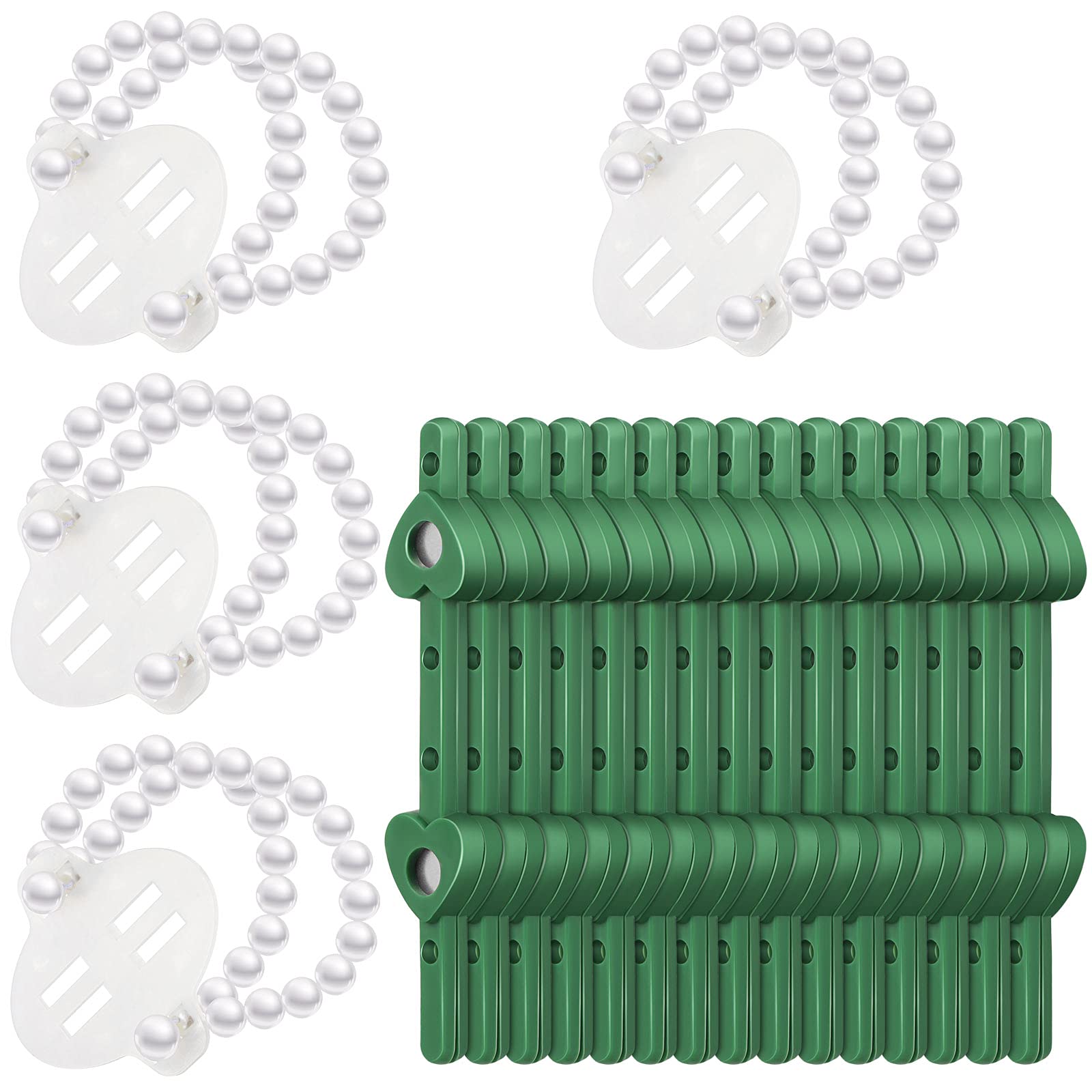 Waydress 4 Pieces Elastic Faux Pearl Wrist Corsage Bands and 15 Pairs Floral Boutonniere Magnets - White, Green - Accessory for 