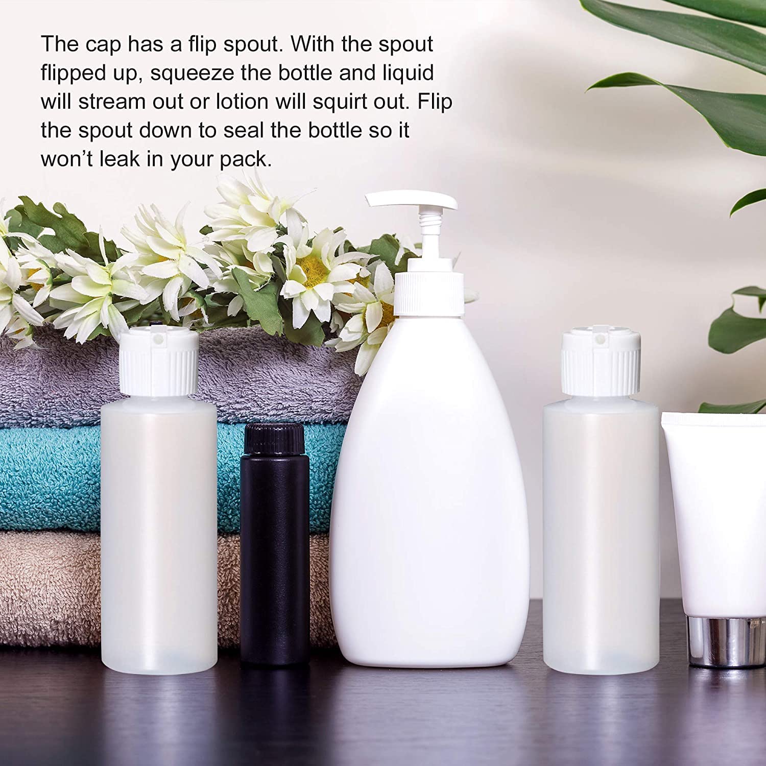 Plastic Cylinder Bottles with Flip Top Pour Spout - BPA-Free & Refillable Containers- Durable, Affordable Price - Store Lotion a