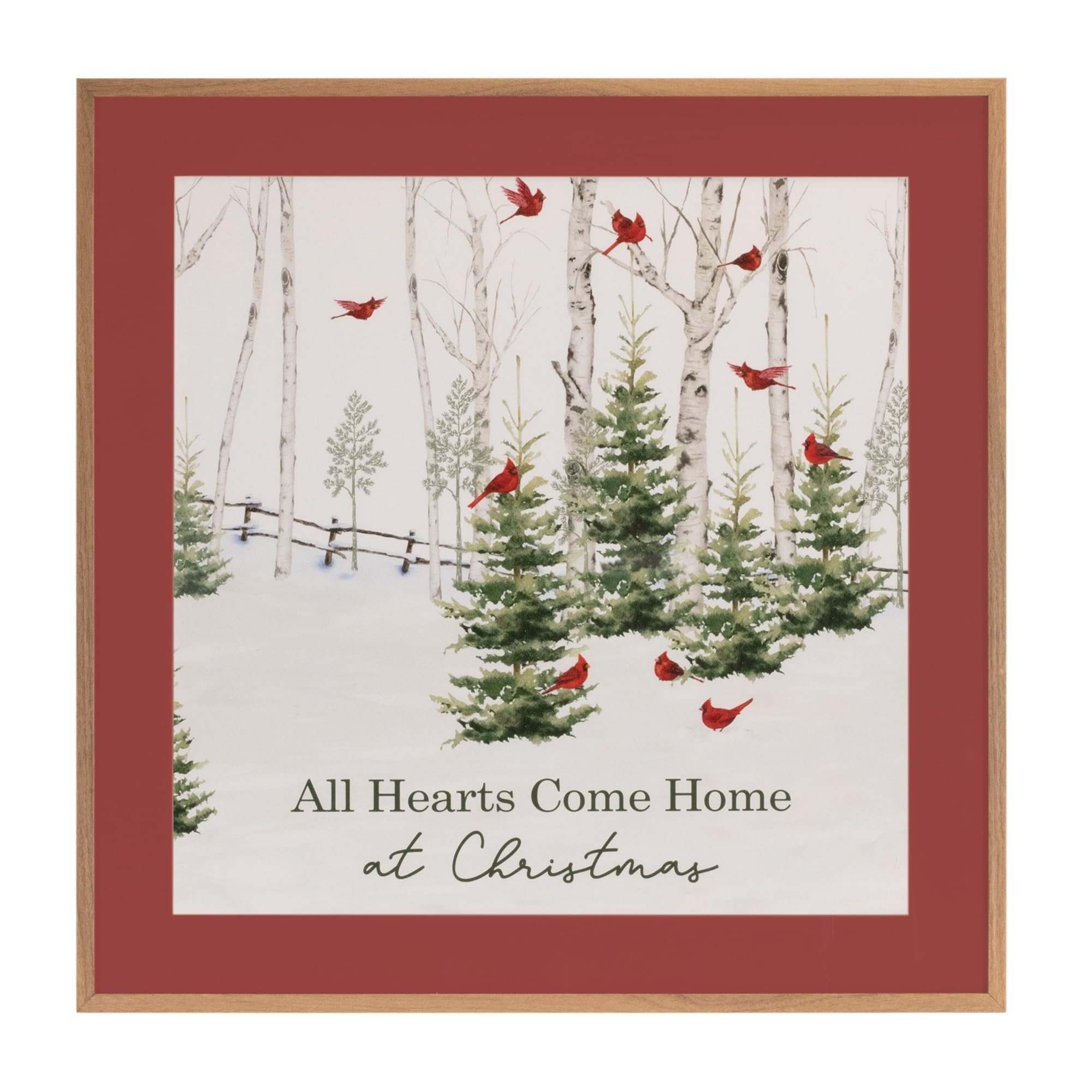 All Hearts Come Home At Christmas Cardinal Framed Wall Art - 23.5'' X 23.5''