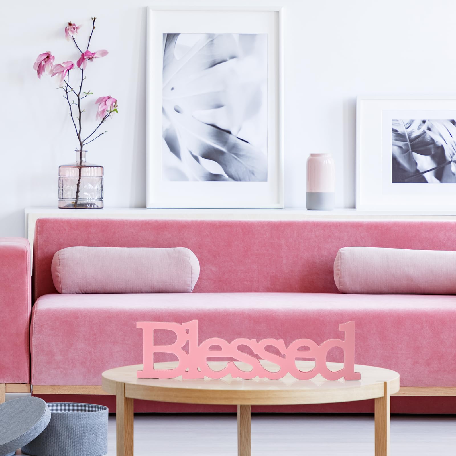 Blulu Blessed Letter Table Sign Blessed Standing Letter Table Sign Rustic Wooden Home Standing Decor for Thanksgiving Day Christ