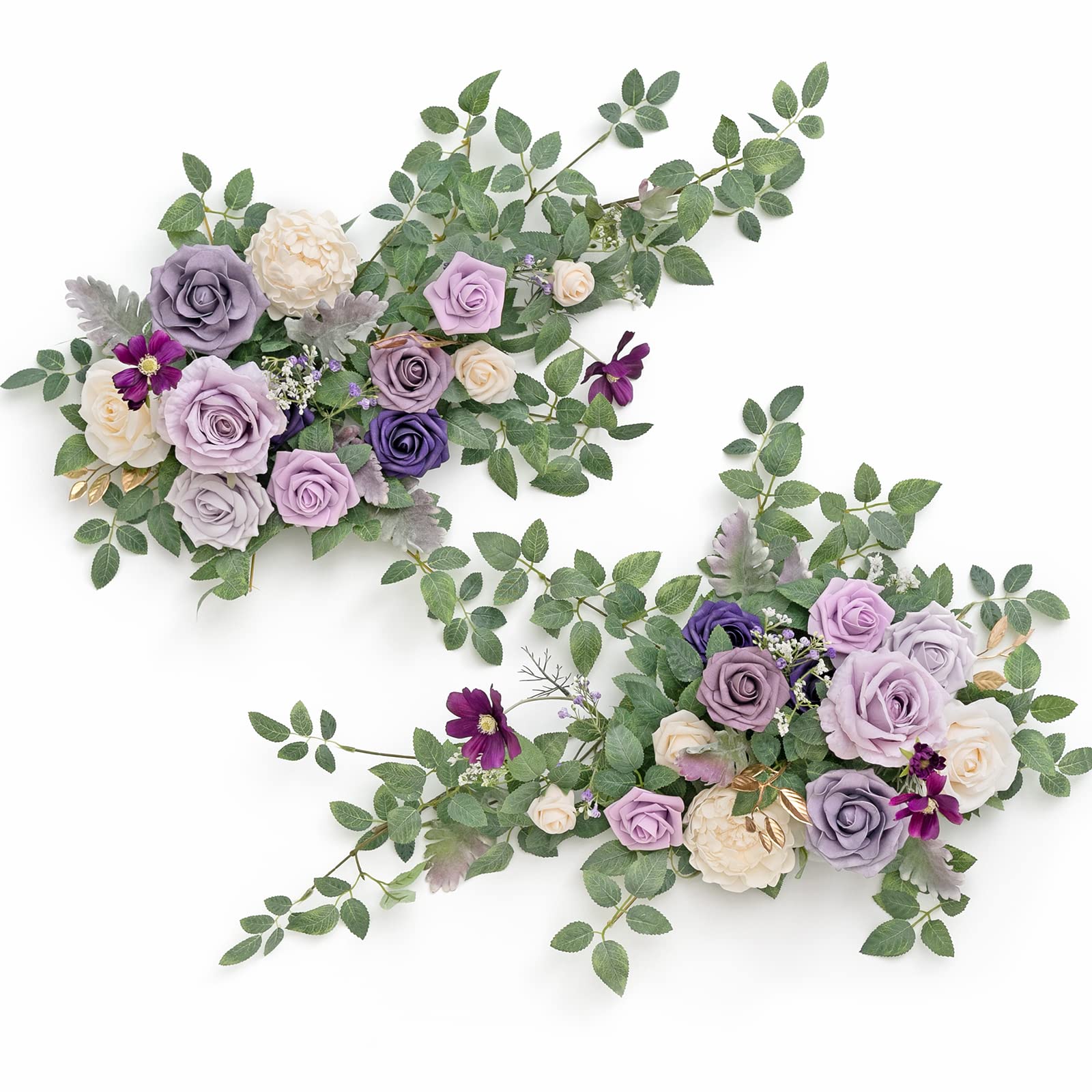 Lings Moment 2pcs Lilac Artificial Flower Garland Floral Swags Centerpieces Purple Wedding Arch Flower Greenery Arrangements fo