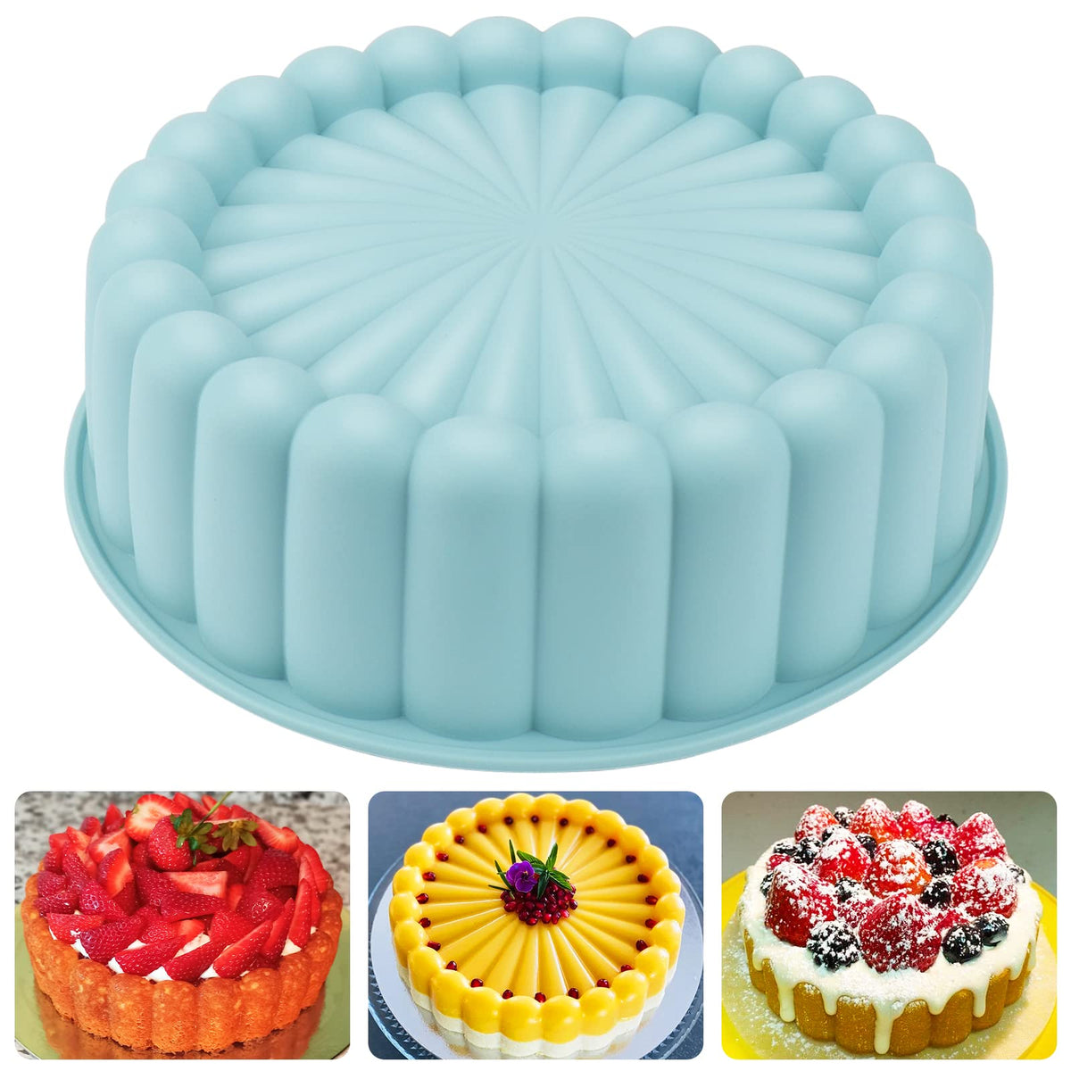 Palksky Charlotte Cake Pan Silicone, Nonstick, 8 Inch Round Cake Molds For Baking